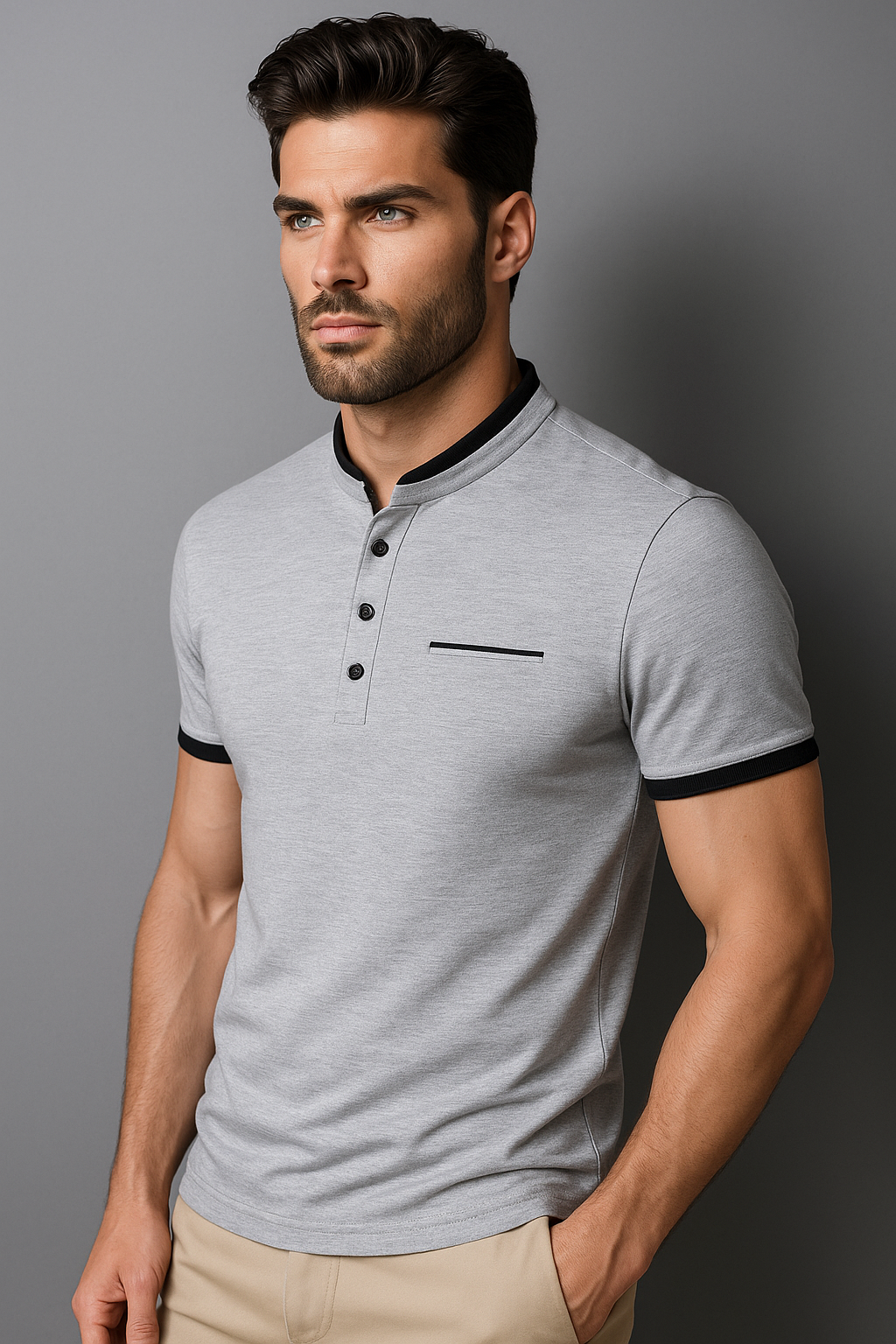 Logan | Polo da Uomo Slim Fit con Colletto alla Coreana - - men's polo men's polo shirt shirts & polos Shirts und Polos - Concept Palermo