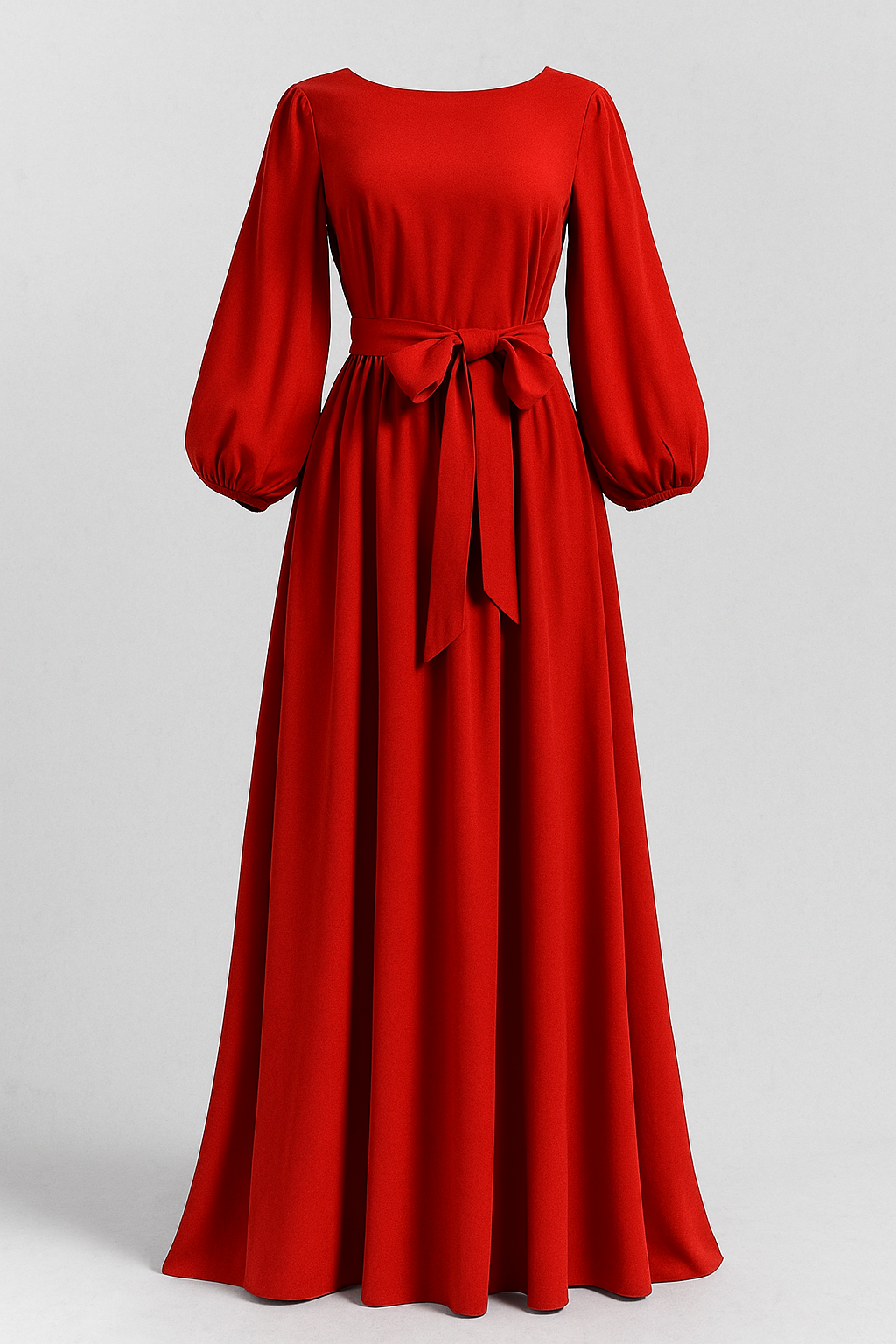 Clara | Maxi abito elegante con cintura - Rosso - fashion Frauen Kleider langes Kleid - Concept Palermo