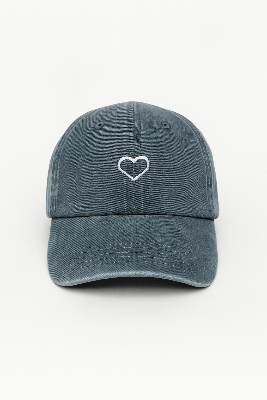 Cappellino da baseball minimalista con cuore in colore grigio lavato in cotone - Blu - CAPS caps suitable for exchange HIGH QUALITY - Concept Palermo