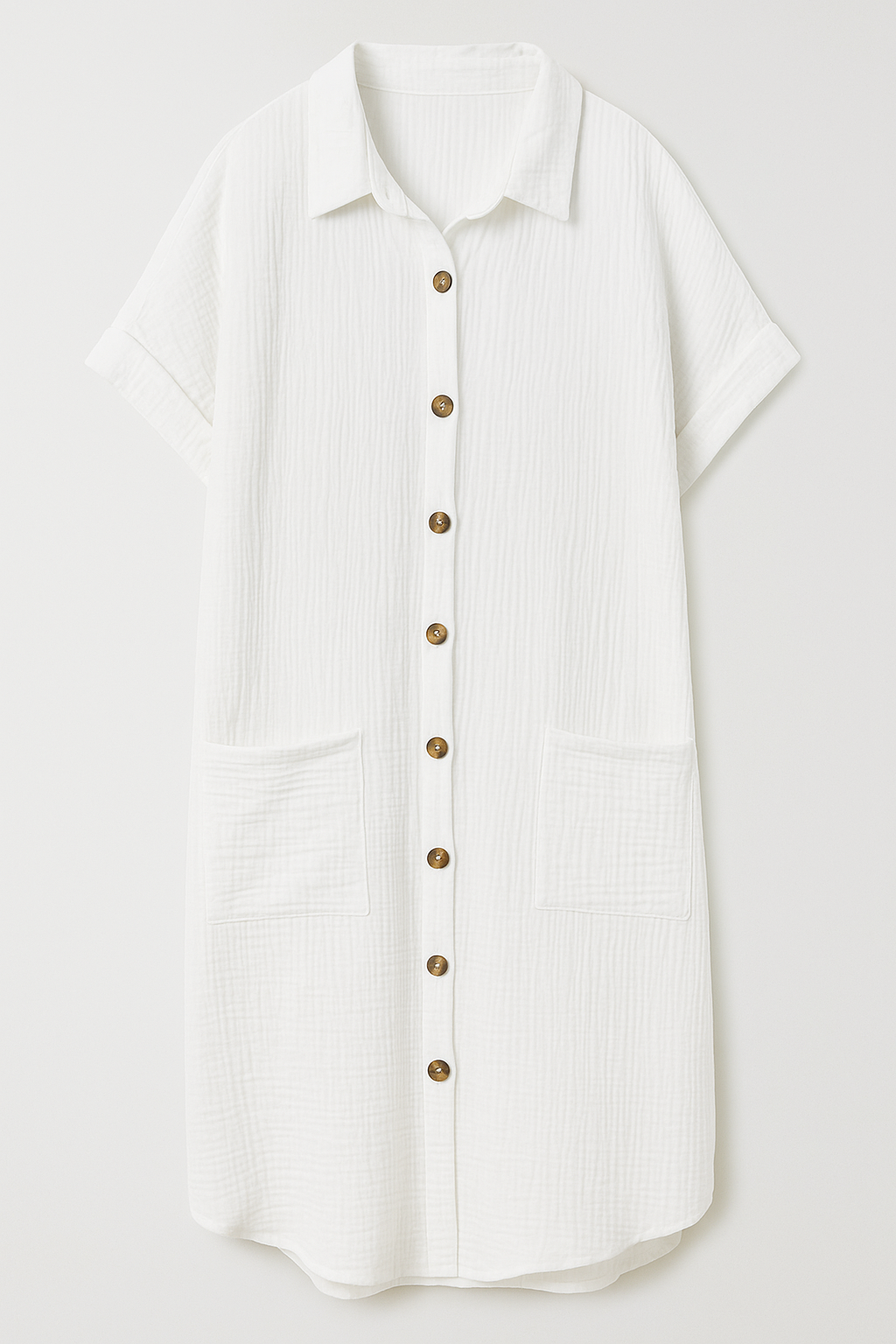 Margaret | Abito Camicetta in Vaffelbomull con Bottoni - Bianco - dress Frauen Kleider women - Concept Palermo