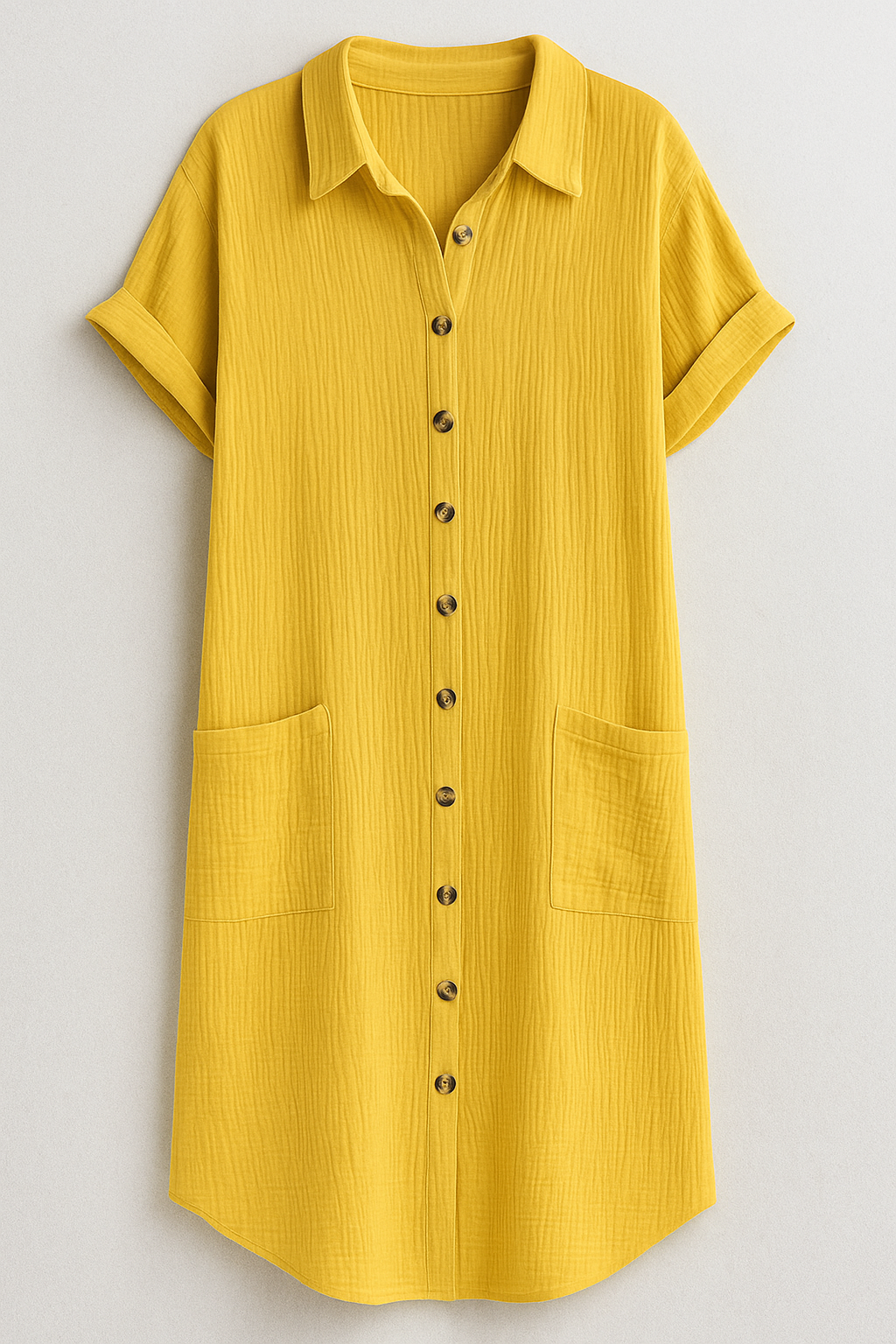 Margaret | Abito Camicetta in Vaffelbomull con Bottoni - Giallo - dress Frauen Kleider women - Concept Palermo