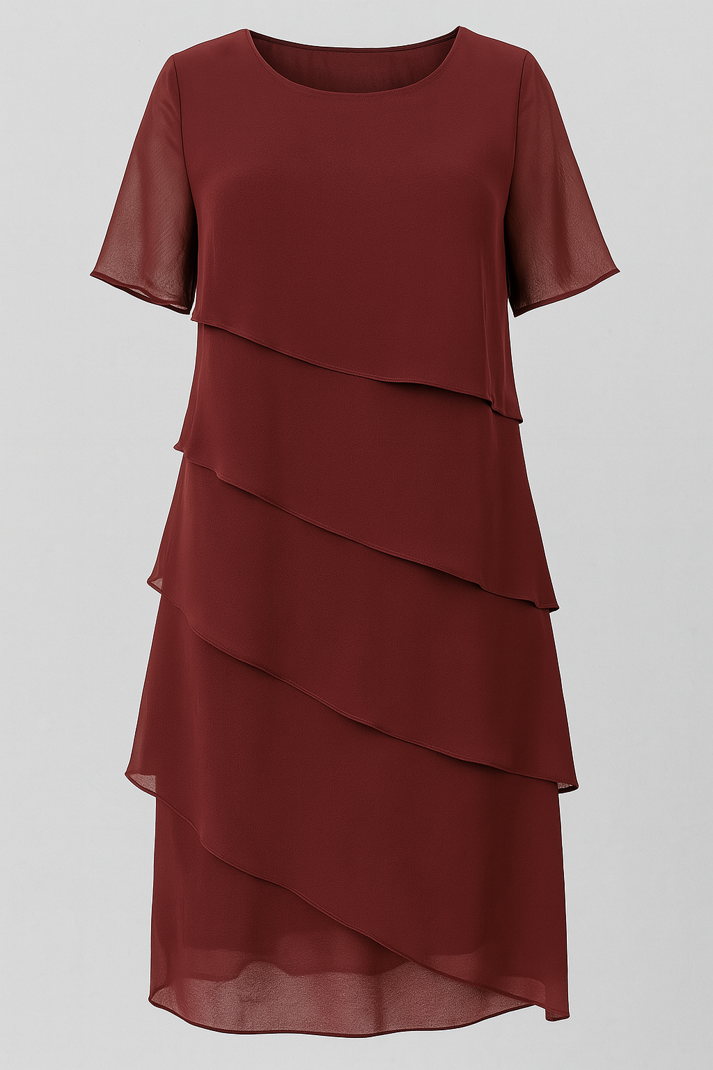 Liana | Elegante abito in chiffon con look a strati in colori raffinati - Rosso - dress dress woman female dress Women Dress - Concept Palermo