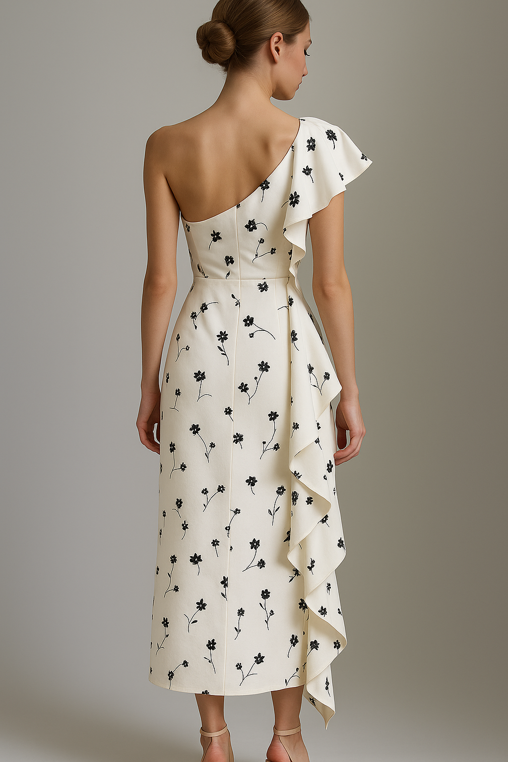 Sole | Abito Donna Asimmetrico Elegante con Rouches - - abito asimmetrico abito con rouches abito spalla unica abito versatile design irregolare look elegante moda femminile silhouette taillèe tessuto di alta qualità vestito per eventi formali - Concept Palermo