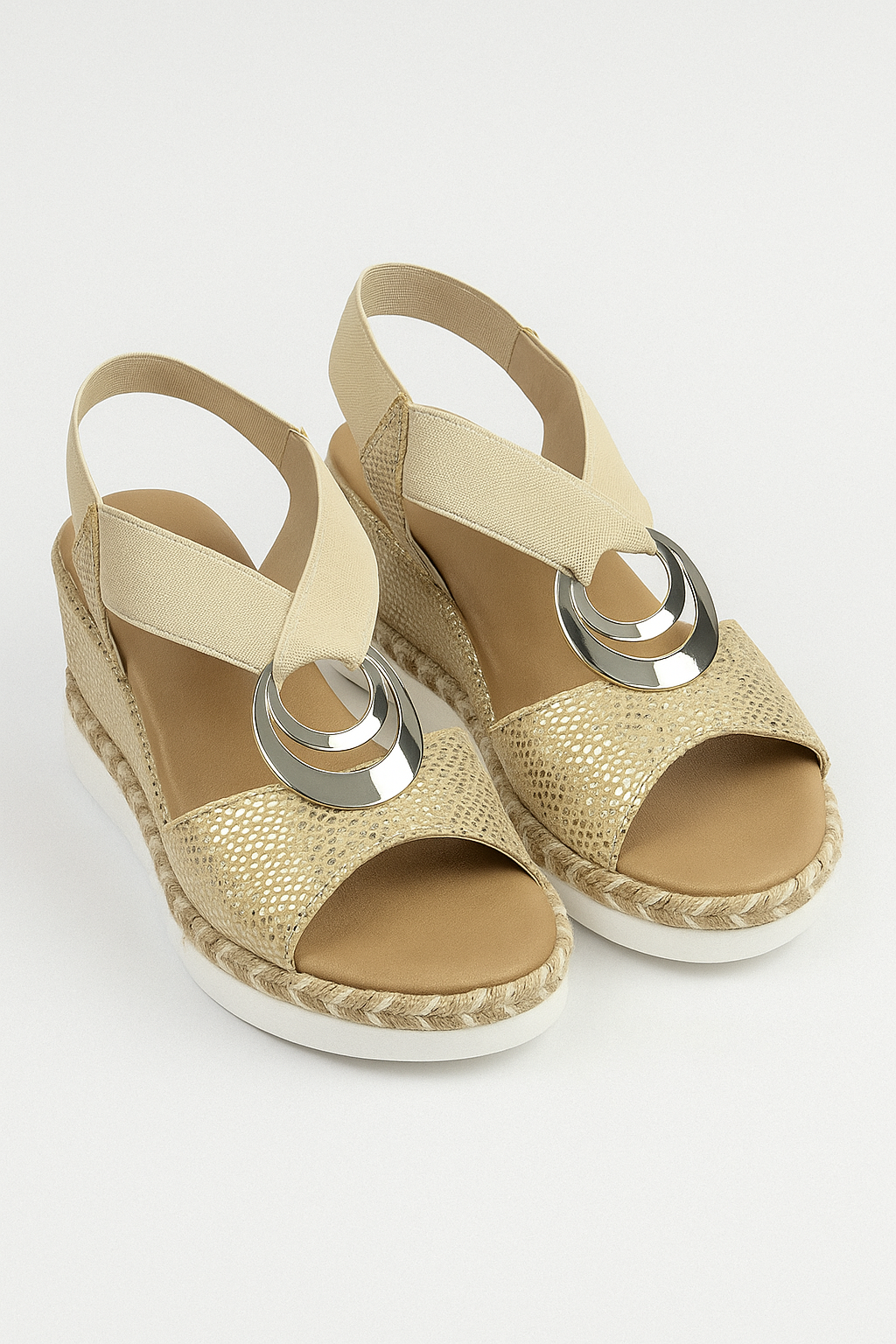 Briella | Sandali con Platforme e Fascia Lenta Elastica e Anello Metallizzato - Oro - - Concept Palermo