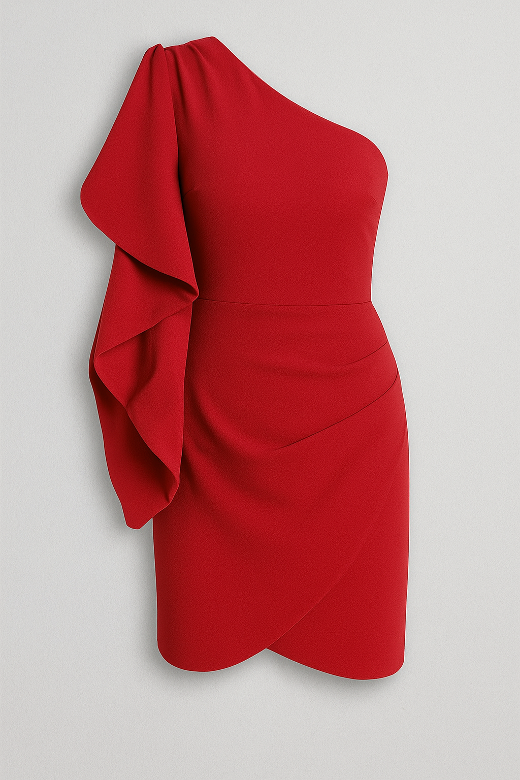 Molly | Abito Cerimonia Donna Asimmetrico Elegante - Rosso - abito asimmetrico abito cocktail abito drappeggiato abito elegante abito mini gonna avvolgente mini dress moda serale modellante tessuto strutturato - Concept Palermo