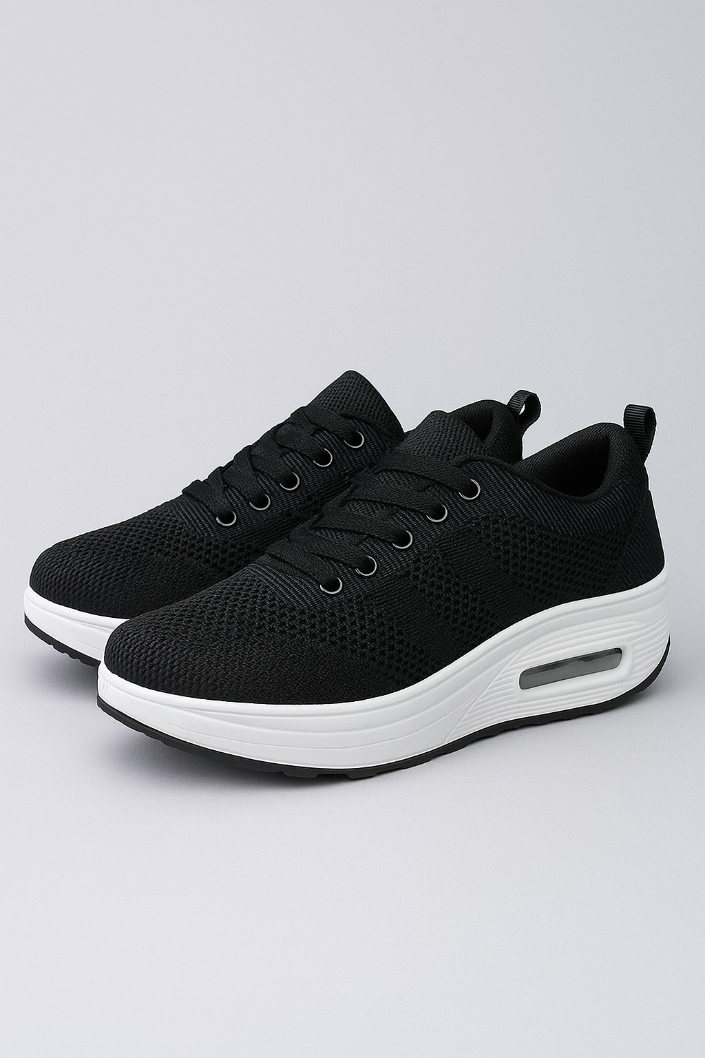 Demi | Scarpe sportive da donna con tacco a blocco e mesh traspirante - Nero - - Concept Palermo