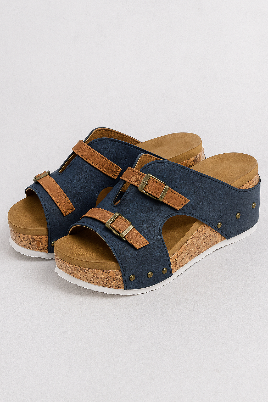 Juliet | Sandali con zeppa da donna con cinturini con fibbia - Blu - Sandals - Concept Palermo