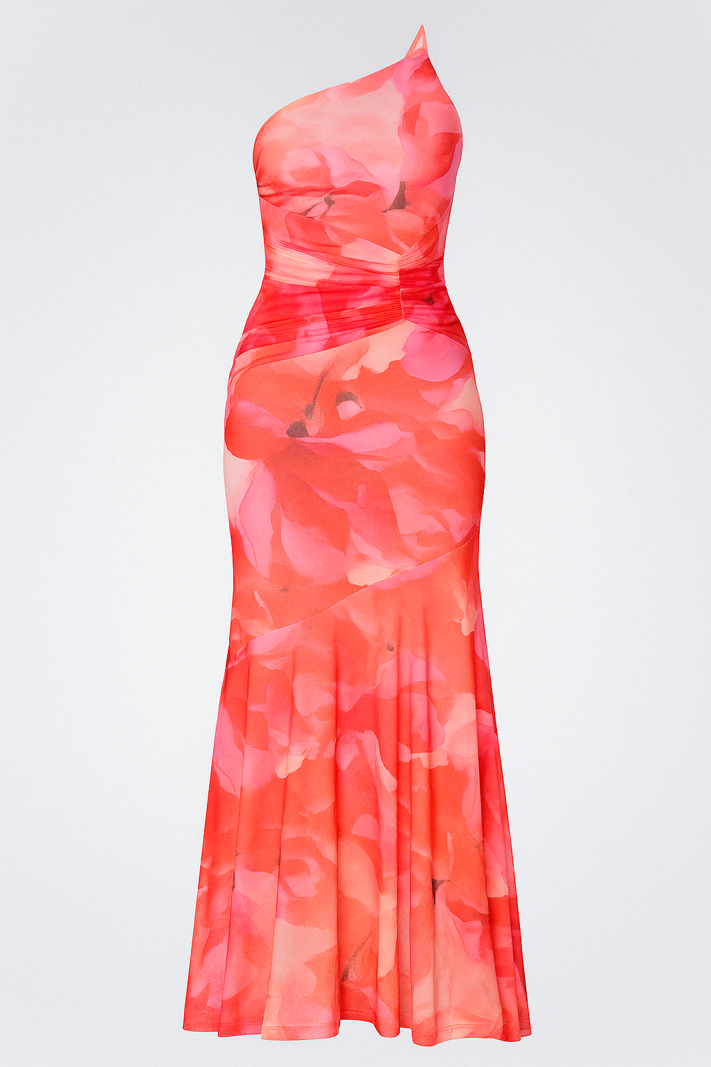 Leah | Abito Elegante da Donna con Spallina Unica - Rosa - Abito alla Moda Abito con Orlo Lungo Abito da Cerimonia Abito Elegante Abito Maxi Corpetto Arricciato Dress con Spallina Unica Materiale in Poliestere Stile Elegante Vestito Fashion - Concept Palermo