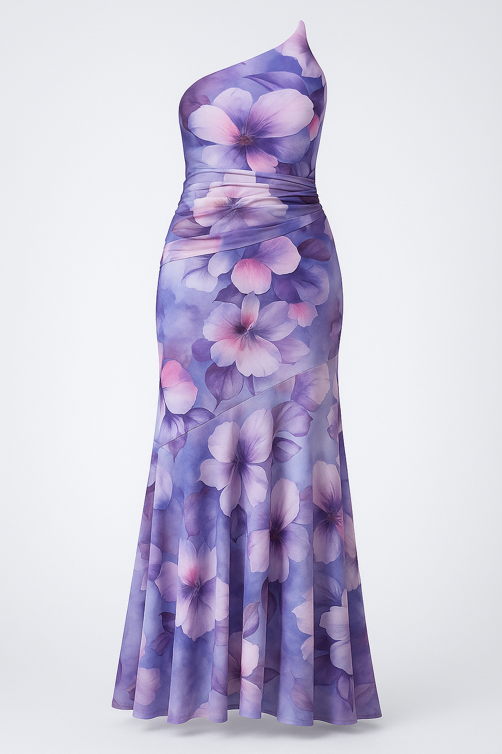Leah | Abito Elegante da Donna con Spallina Unica - Porpora - Abito alla Moda Abito con Orlo Lungo Abito da Cerimonia Abito Elegante Abito Maxi Corpetto Arricciato Dress con Spallina Unica Materiale in Poliestere Stile Elegante Vestito Fashion - Concept Palermo
