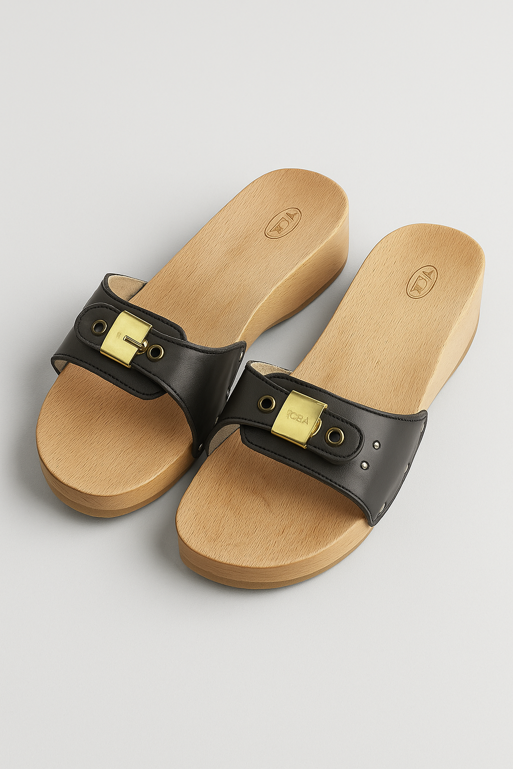 Katarina | Zoccoli con cinturini in pelle e fibbia - Nero - black casual flat General Comfort heels sandals womens - Concept Palermo