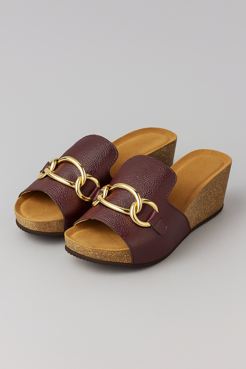 Bianca | Sandali con zeppa e catena dorata - Vino - casual comfort flat Memory Cushion new sandals single strap spain Tumbled Synthetic women womens - Concept Palermo