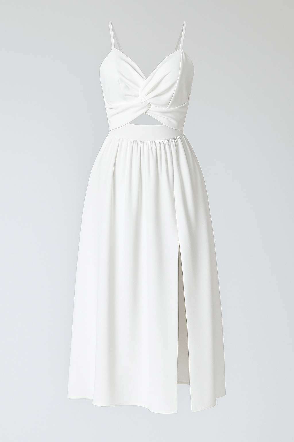 Jessie | Abito Midi Elegante con Spalline Sottili - Bianco - abito cocktail abito con spacco alto abito con spalline sottili abito estivo elegante abito midi elegante abito sexy con dettagli cut-out abito versatile moda femminile vestito da sera vestito per matrimoni - Concept Palermo