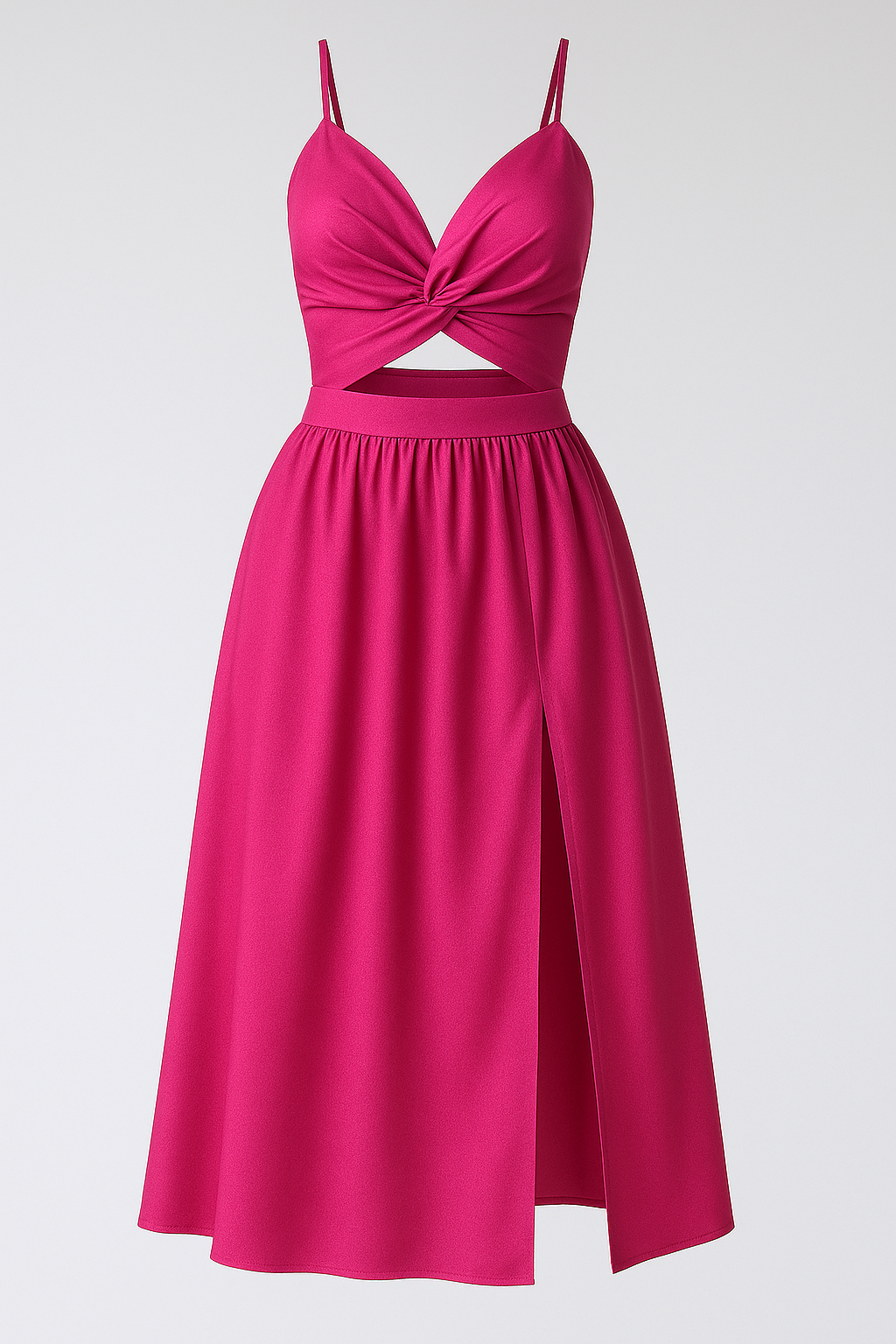 Jessie | Abito Midi Elegante con Spalline Sottili - Rosa - abito cocktail abito con spacco alto abito con spalline sottili abito estivo elegante abito midi elegante abito sexy con dettagli cut-out abito versatile moda femminile vestito da sera vestito per matrimoni - Concept Palermo