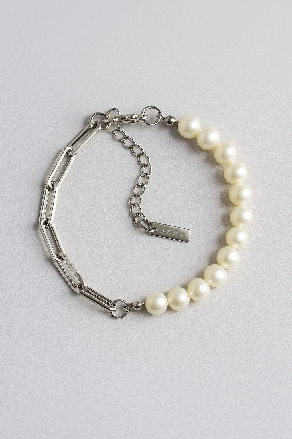 Louis | Bracciale elegante con perle e catena - Argento - BRACELET FOR WOMEN BRACELETS mens bracelet women bracelets - Concept Palermo