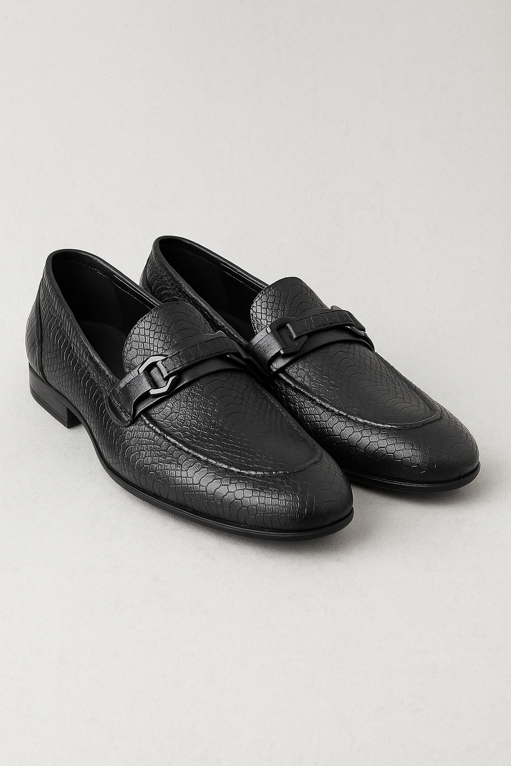 Carter | Elegant uomo Loafer in pelle con motivo scagliette - Nero - Occasion:Formal shoes Shoes men - Concept Palermo