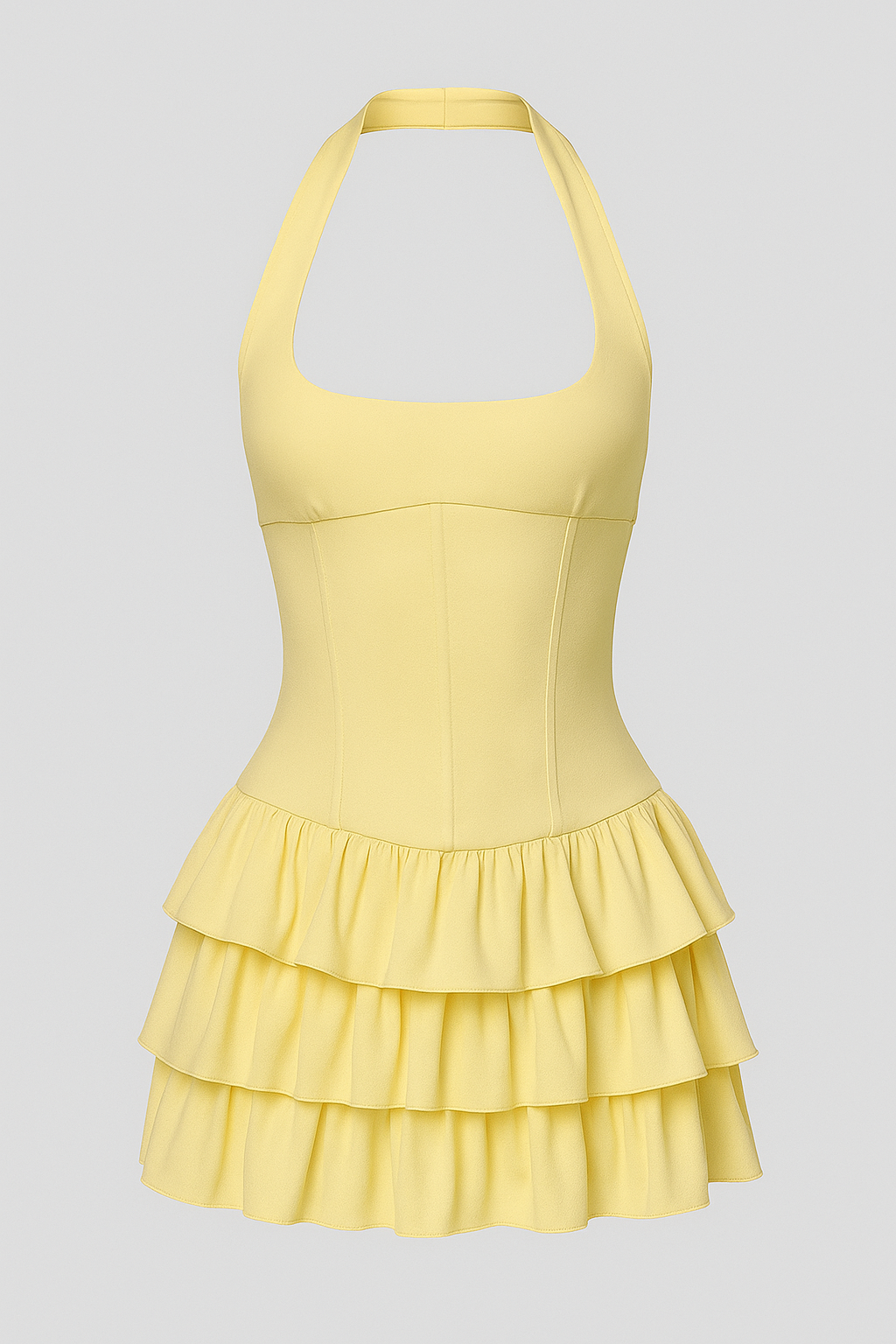 Grace | Abito Mini Elegante da Donna - giallo pastello - abito casual abito elegante abito femminile abito mini abito versatile look estivo moda femminile sukienka estiva vestito comodo vestito per eventi - Concept Palermo