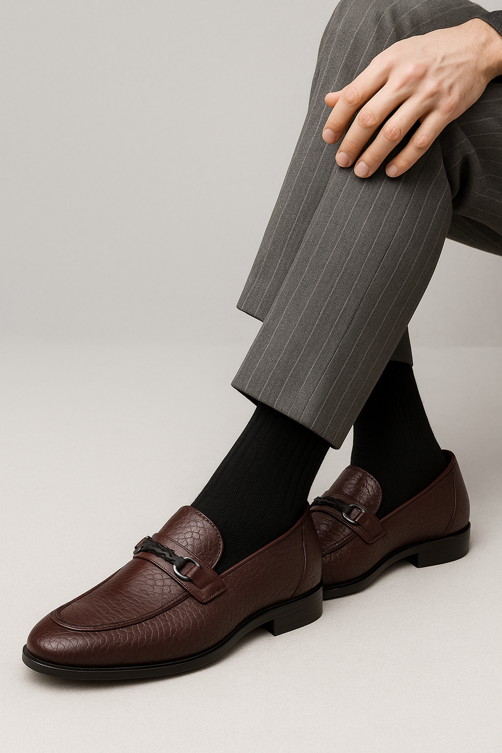 Leif | Mocassini da uomo in pelle con motivo a serpente in marrone scuro - - Occasion:Formal Shoes Shoes men - Concept Palermo