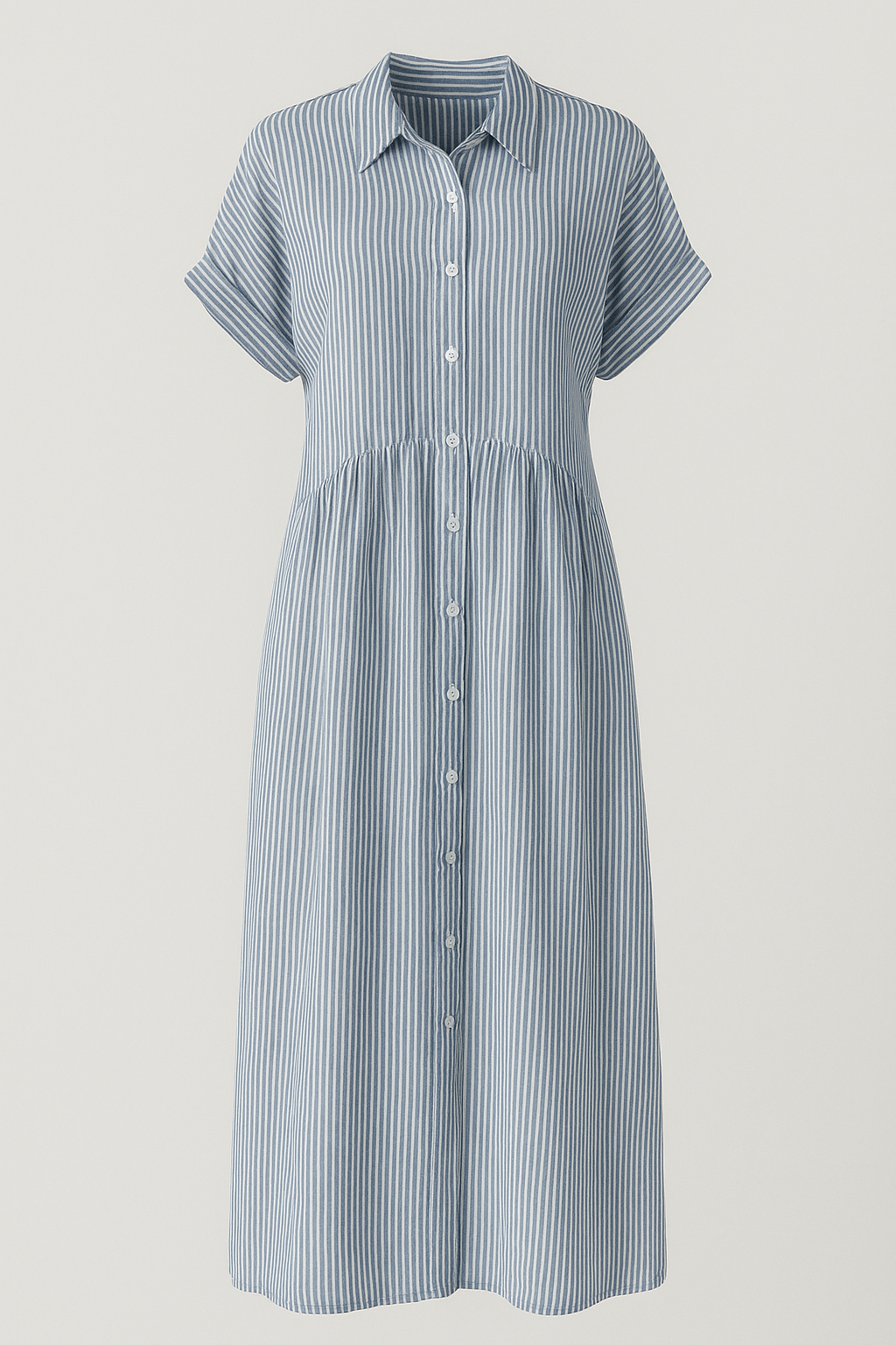 Corrine | Abito Midi Elegante a Strisce con Tasche - Blu - abito a camicia abito a strisce abito comodo abito con tasche abito elegante abito midi abito versatile vestito casual vestito da lavoro vestito per tutte le occasioni - Concept Palermo