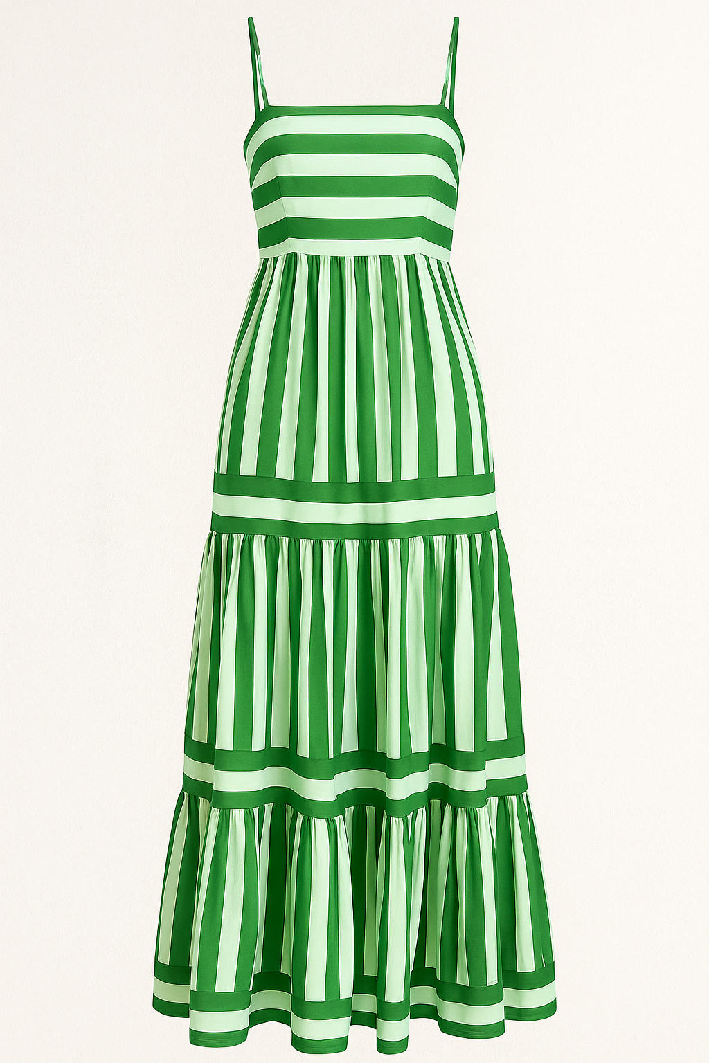 Alma | Abito Estivo Donna a Righe Leggero - Verde - abito A-line abito con spalline abito estivo abito leggero abito traspirante design a righe fashion estate look casual stile estivo vestibilità comoda - Concept Palermo
