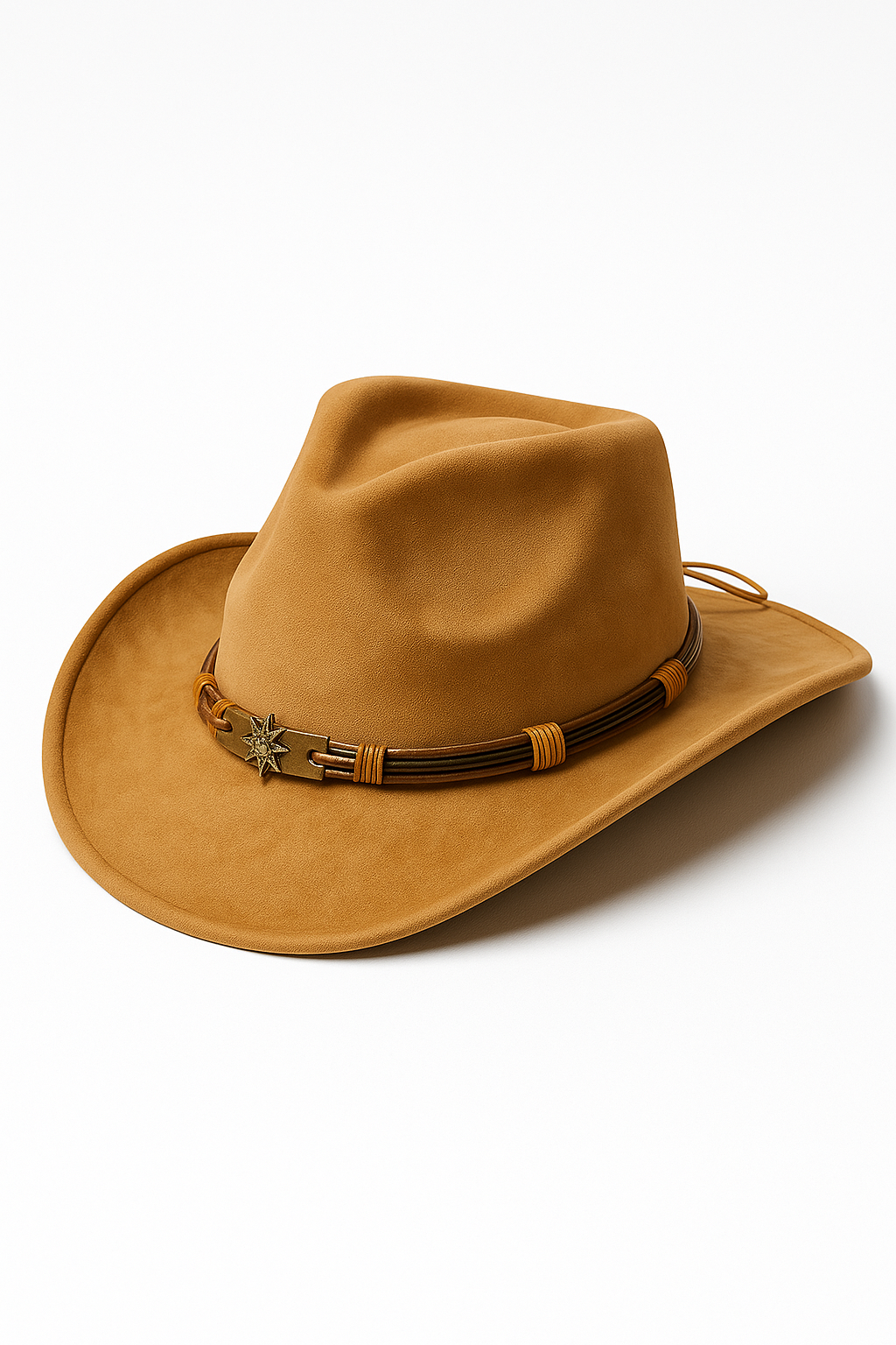 Steen | Cappello da cowboy classico in camoscio con nastro decorativo - Marrone 56CM-59CM - cowboy hat hat WOMEN - Concept Palermo