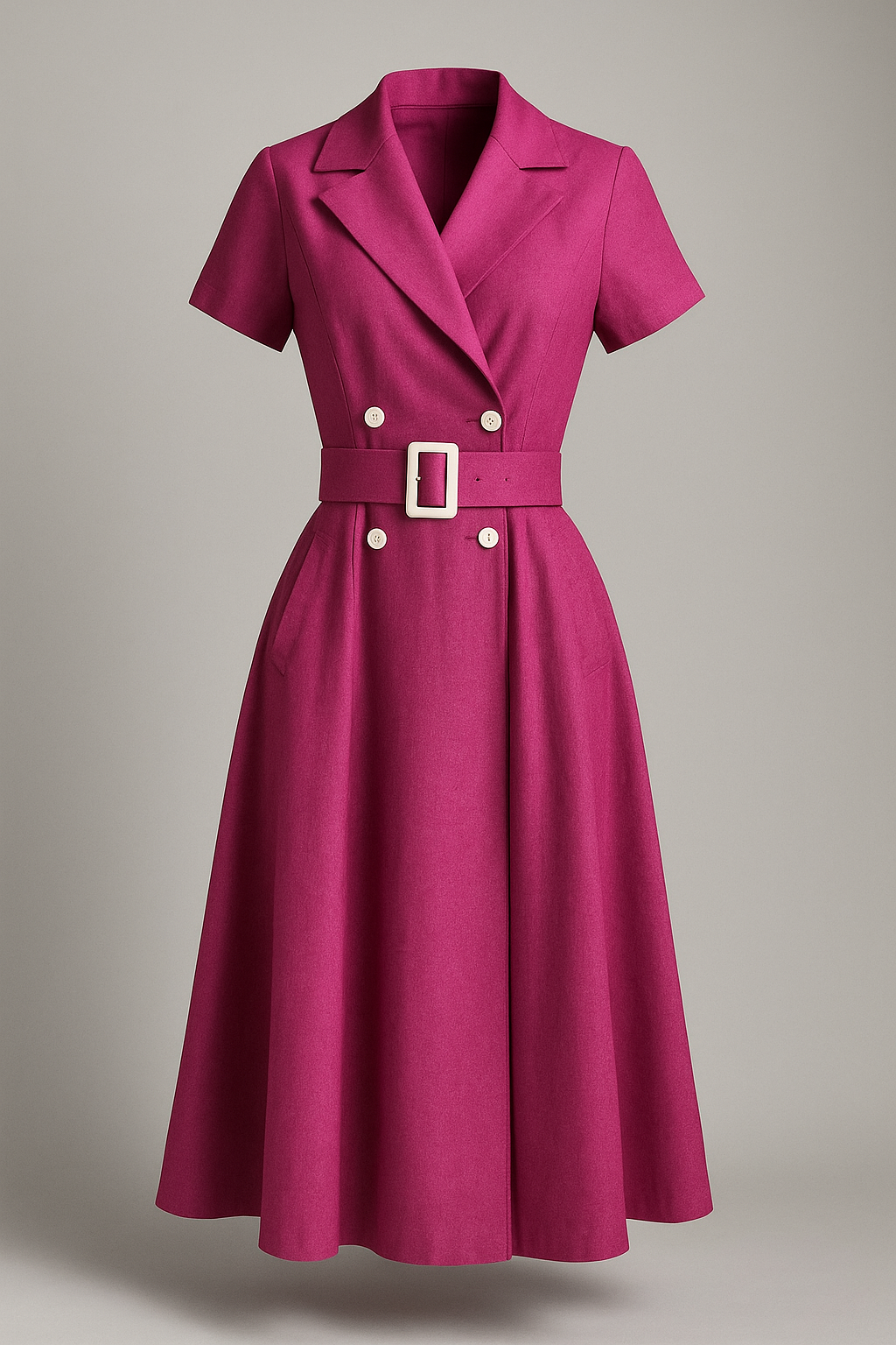 Kiera | Abito Elegante Midi con Cintura Donna - Fucsia - abbigliamento di alta qualità abito artigianale abito elegante abito unico fashion primavera estate moda femminile rochie midi stile raffinato vestito con cintura vestito da cerimonia - Concept Palermo