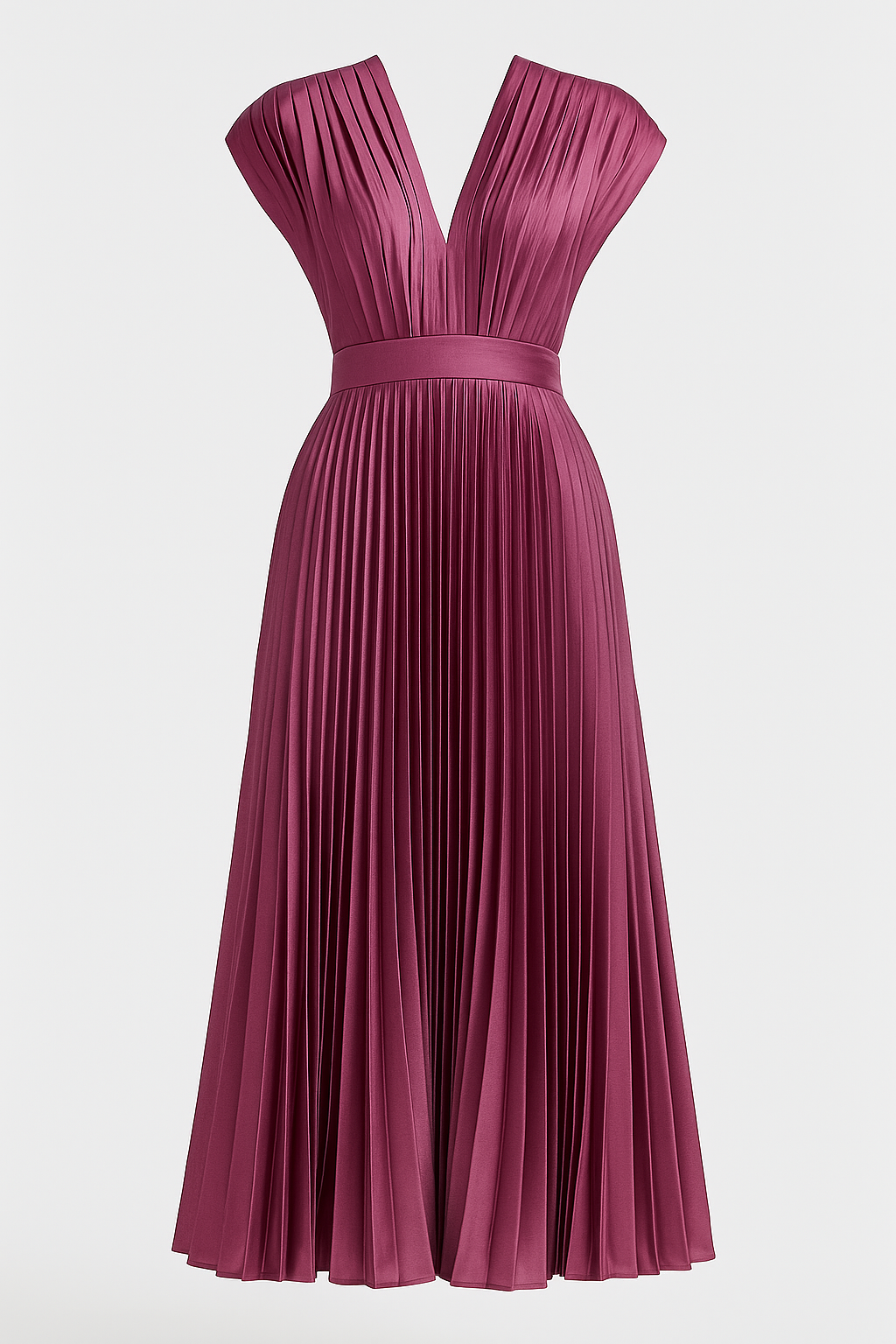 Amora | Abito midi elegante plissettato da donna con scollo a V - Viola - Abendkleid Cocktailkleid Damen Kleider Kurzärmeliges Kleid Midikleid Partykleid Plissiertes Kleid V-Ausschnitt Kleid - Concept Palermo