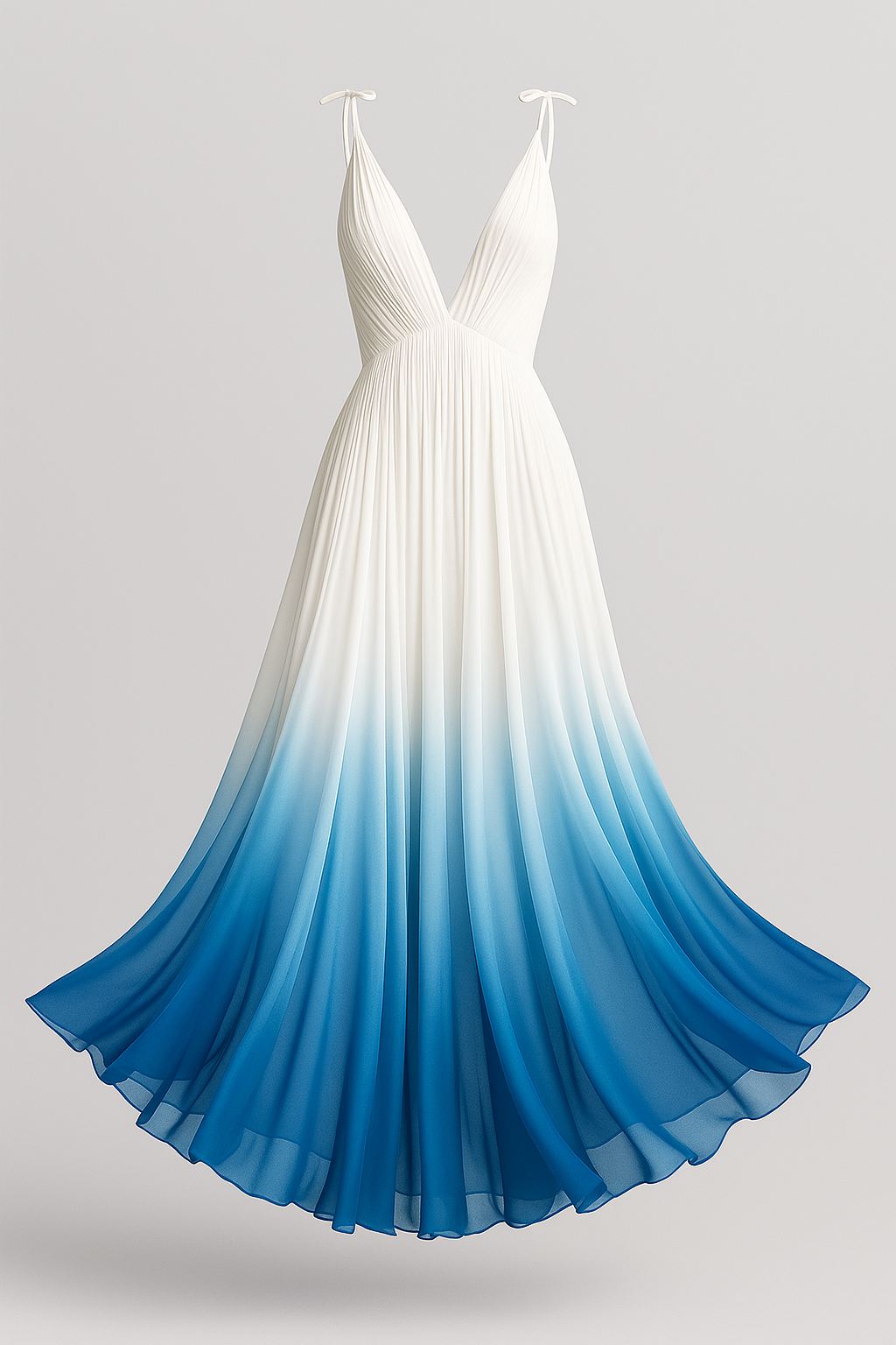 Marina | Elegante Maxikleid Ombre con scollo a V profondo - Hvid & Blå - fashion women Womens womens fashion - Concept Palermo