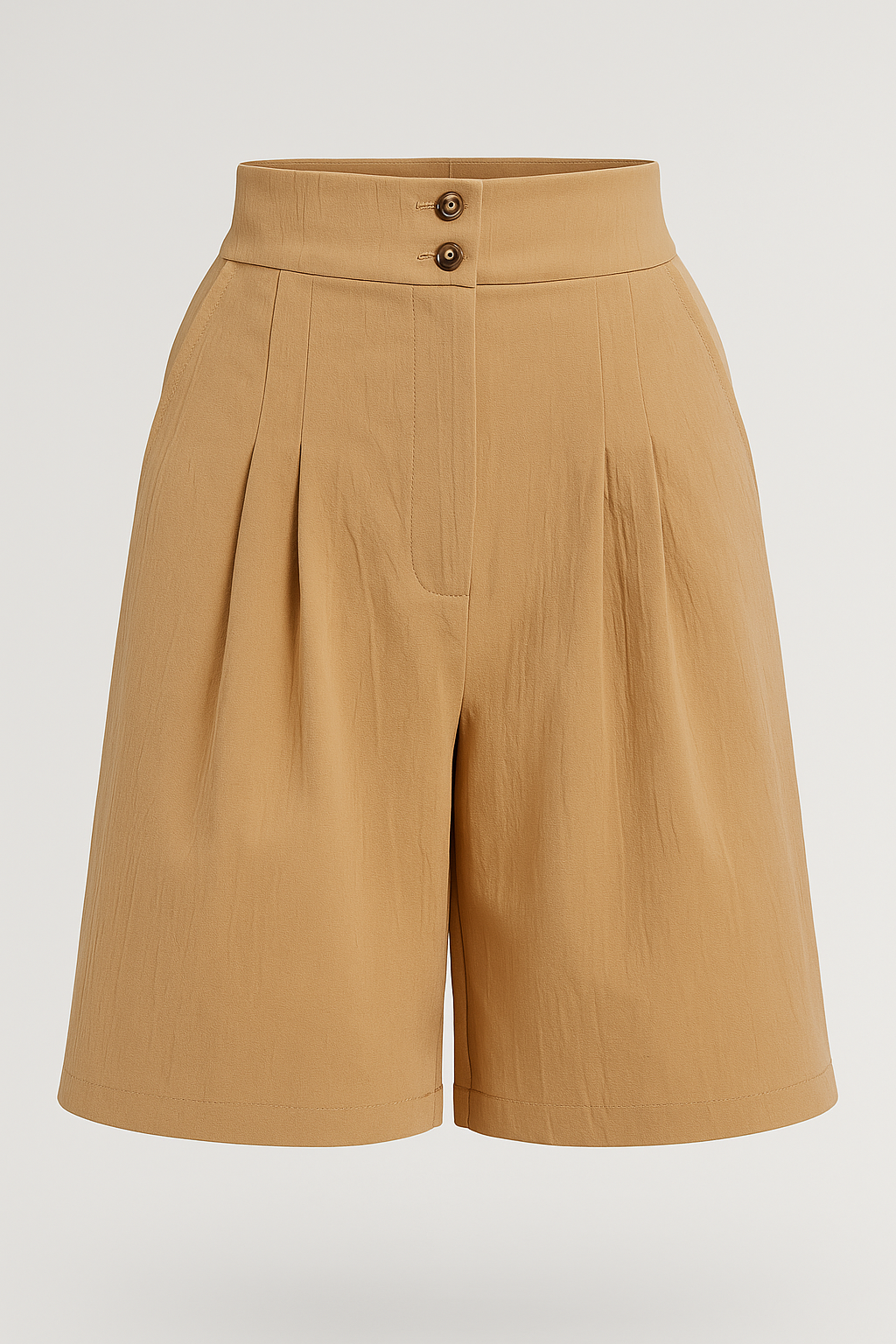 Arabella | Shorts da donna con bottone e gamba larga - Khaki - Frauen hextom Hosen & Shorts Loose hose Summer shorts Wide leg hose - Concept Palermo