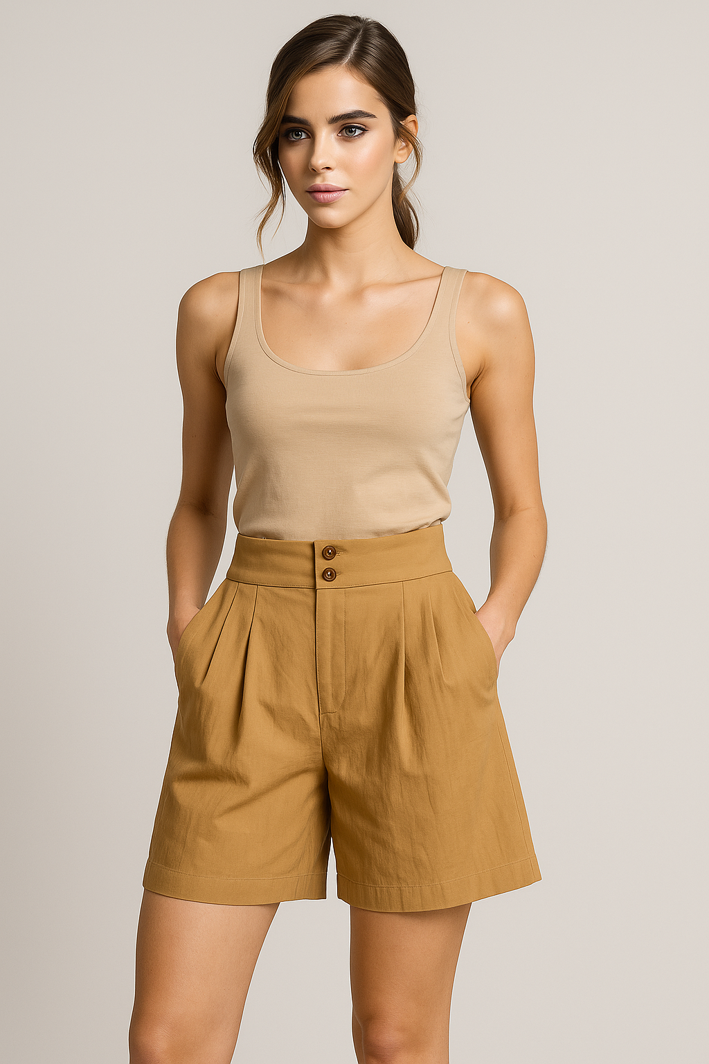 Arabella | Shorts da donna con bottone e gamba larga - - Frauen hextom Hosen & Shorts Loose hose Summer shorts Wide leg hose - Concept Palermo