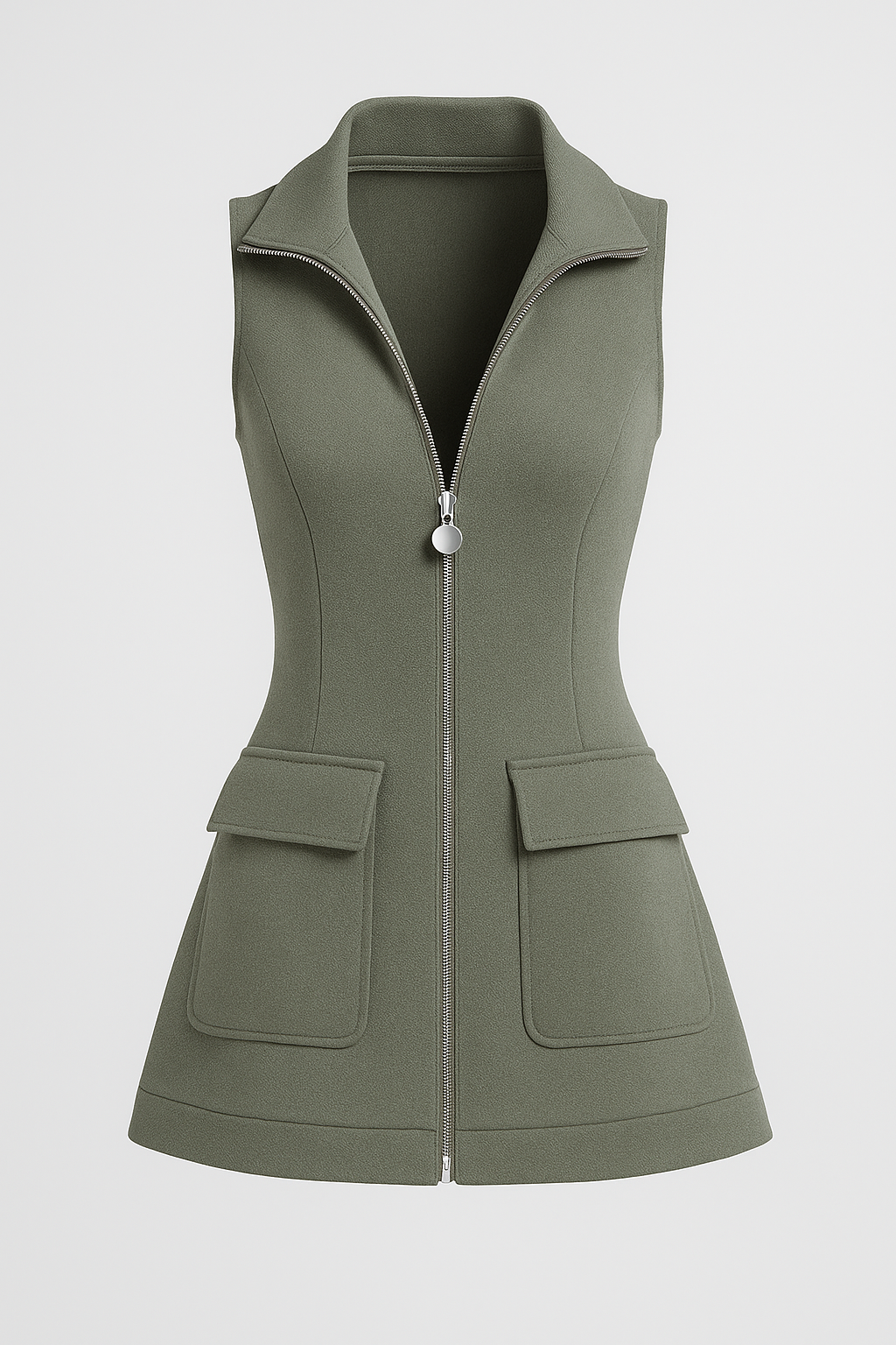 Lillian | Elegante mini abito con zip e tasche - Grigio - 2504 Sports Matching - Concept Palermo