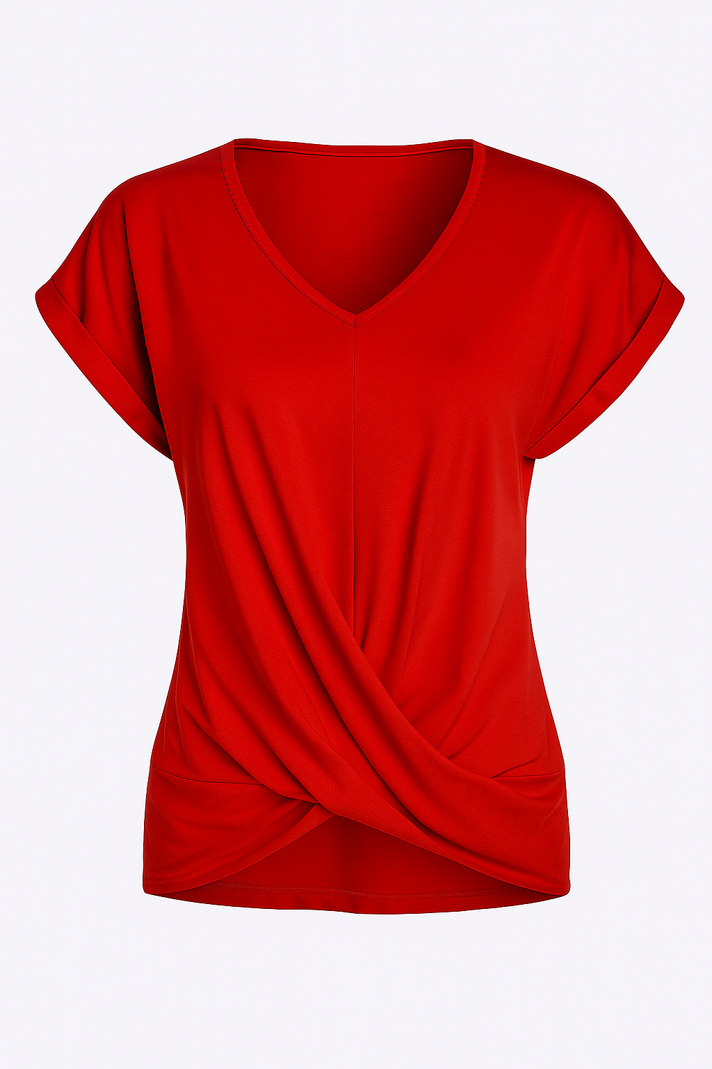 Ruth | Maglietta con scollo a V in tessuto morbido e leggero - Rosso - Frauen Oberteil Summer - Concept Palermo