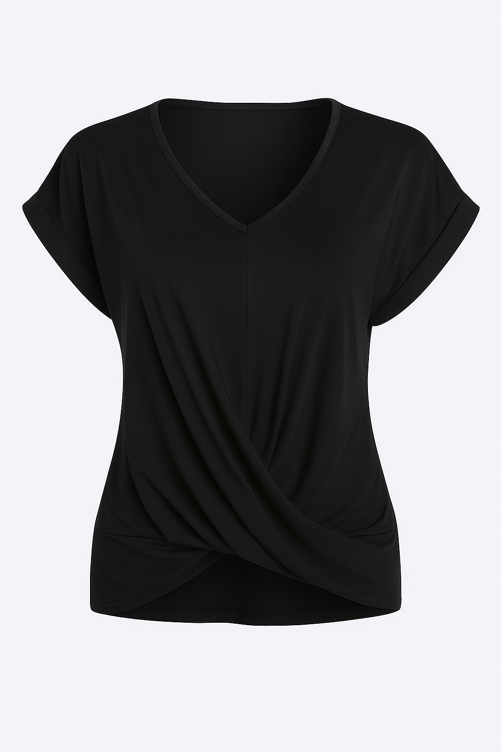 Ruth | Maglietta con scollo a V in tessuto morbido e leggero - Nero - Frauen Oberteil Summer - Concept Palermo