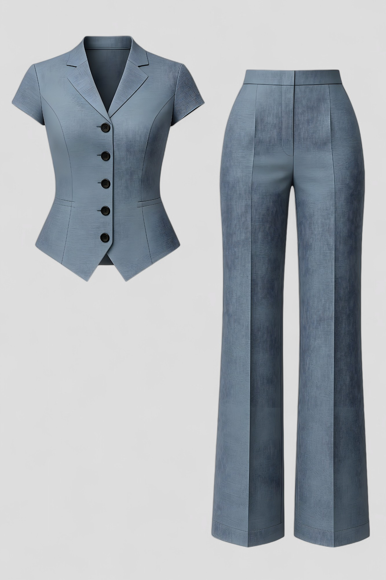 Aria | Completo Donna Elegante con Top e Pantaloni - Blu - abbigliamento casual comfort ottimale completo elegante look elegante materiale leggero moda femminile outfit estivo pantaloni coordinati set di abbigliamento top con decolté a V - Concept Palermo