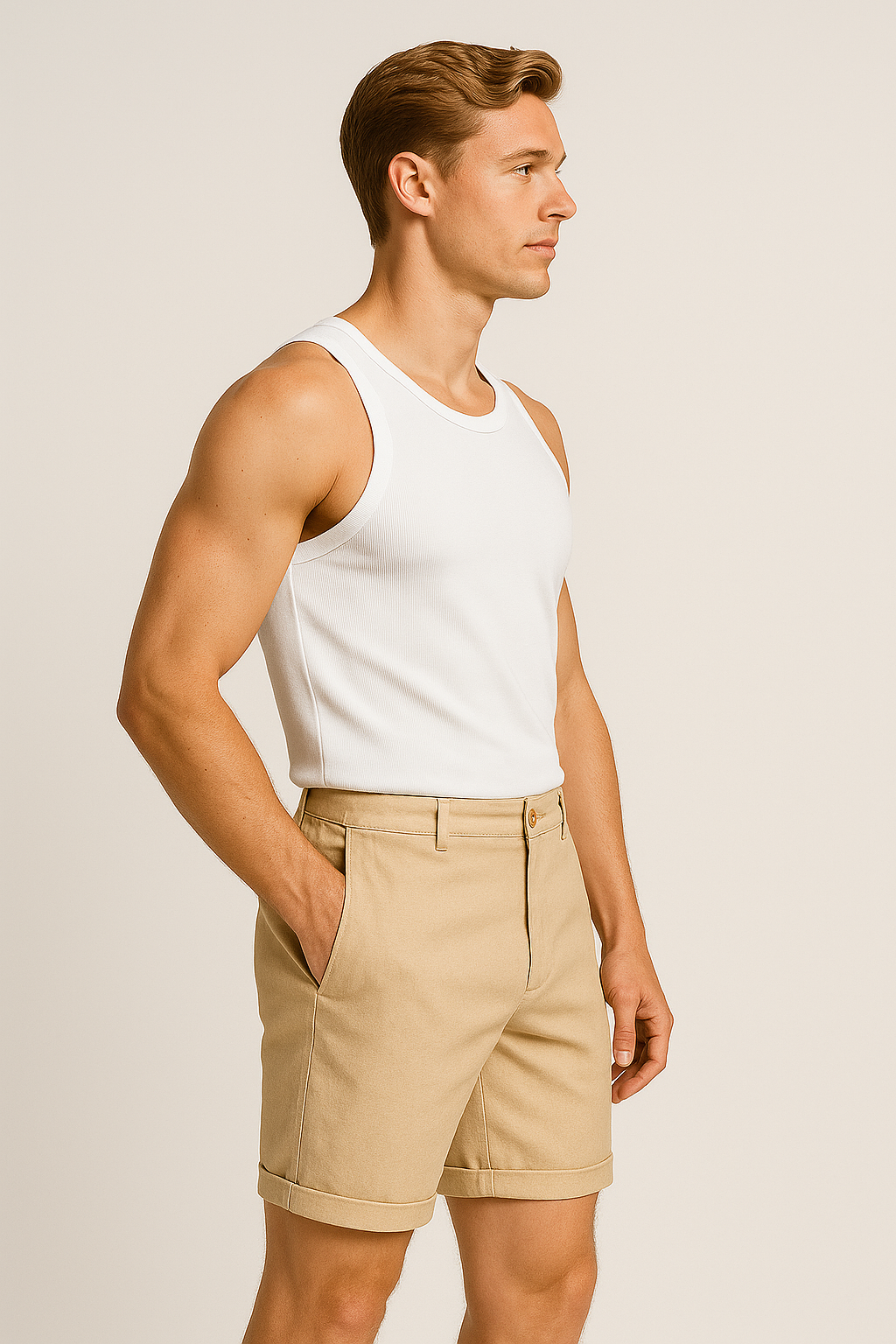 Anton | Pantaloncini in lino casual con orlo arrotolato - - _wf_cus komfortable Shorts shorts for men Summer shorts - Concept Palermo