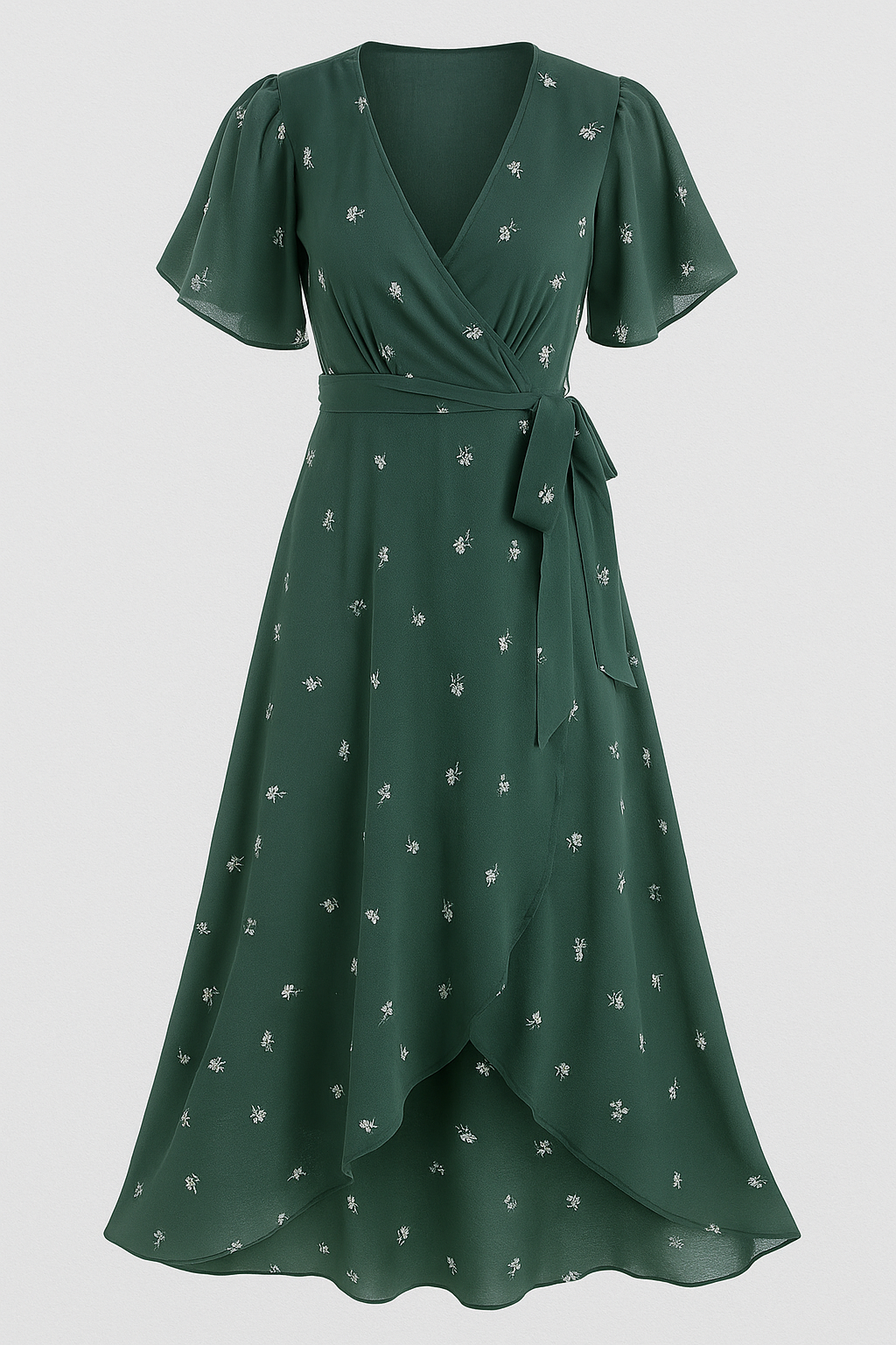 Aleyn | Elegante vestito floreale midi - Verde - Frauen Kleider SUMMER - Concept Palermo