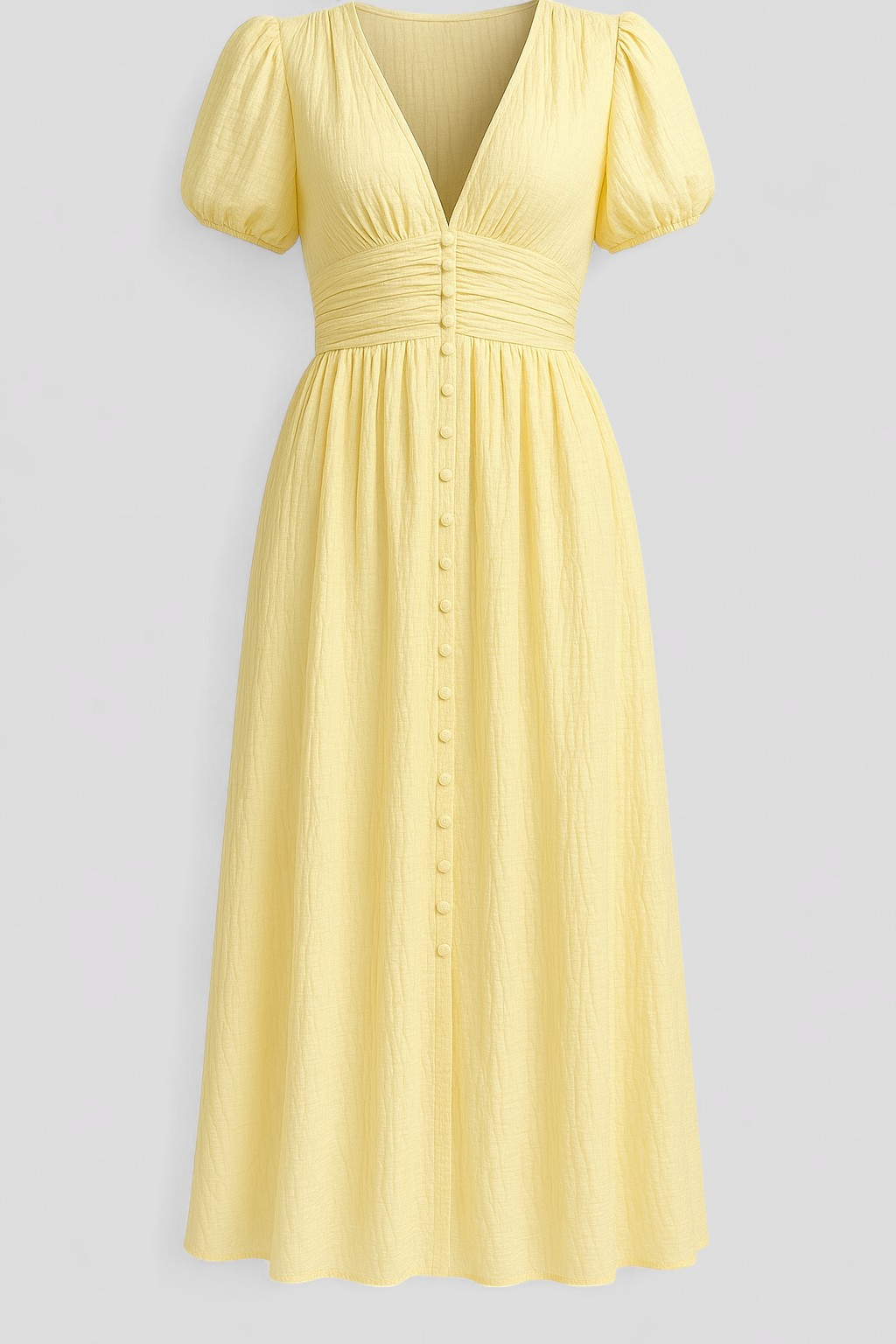 Giselle| Abito Donna Maxi Elegante - Giallo - abito da donna abito estivo abito fantastico abito leggero abito maxi abito romantico maxi dress vestito con maniche a sbuffo vestito elegante vestito per eventi - Concept Palermo