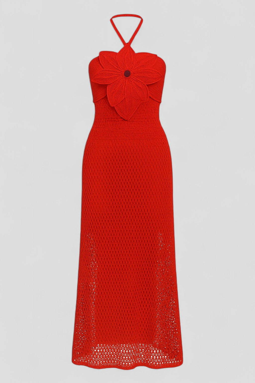 Alva | Abito da Donna Elegante con Applicazioni 3D - Rosso - abbigliamento serale abito con applicazioni abito elegante abito sexy design floreale 3D moda sofisticata tunica con scollatura americana vestito da donna vestito estivo vestito per matrimoni - Concept Palermo