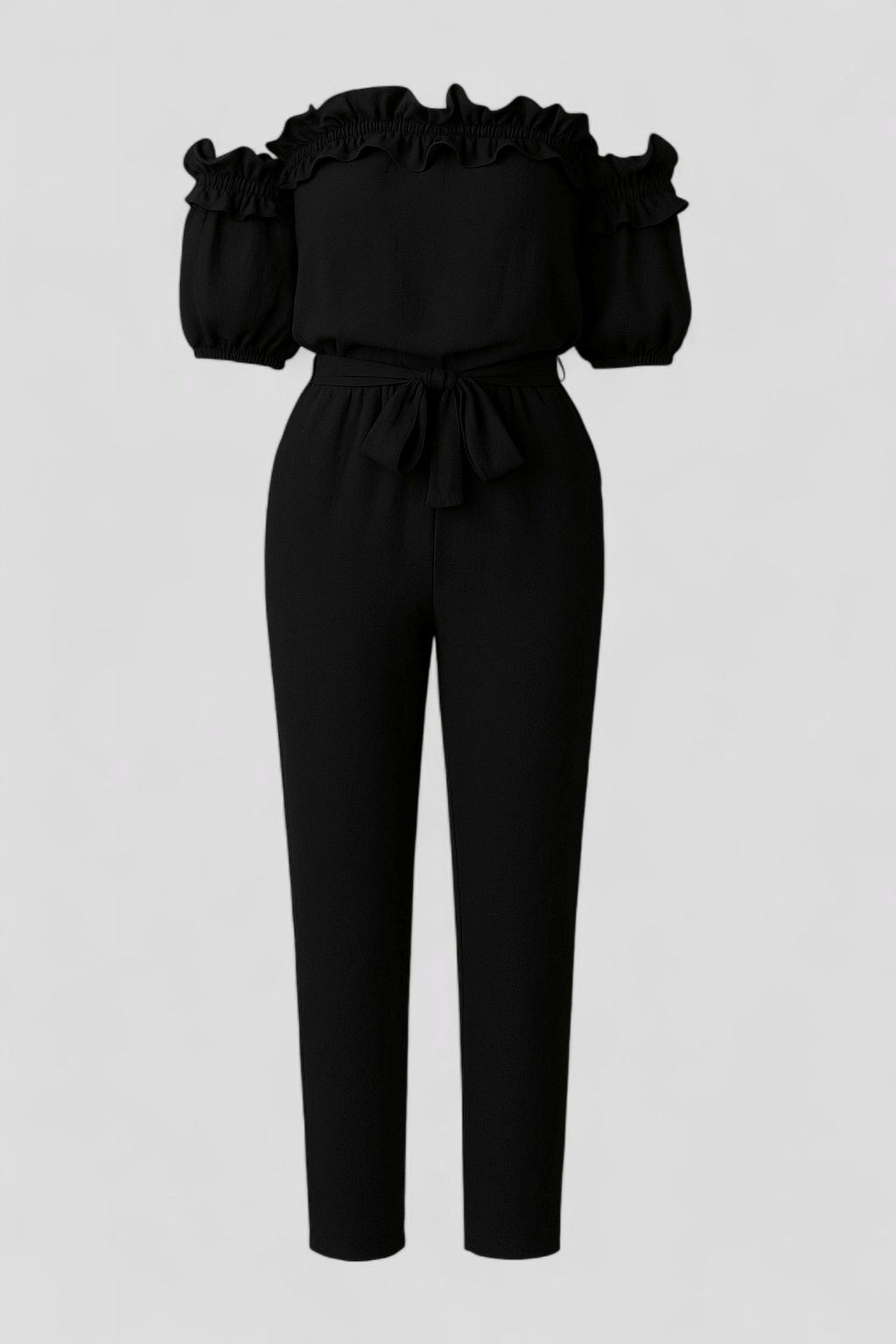 Emma | Kombinezon Elegante con Maniche a Volant - Nero - abbigliamento estivo abito comodo capo alla moda kombinezon elegante look romantico maniche a volant outfit serale stile e comfort versatilità moda vestiti femminili - Concept Palermo