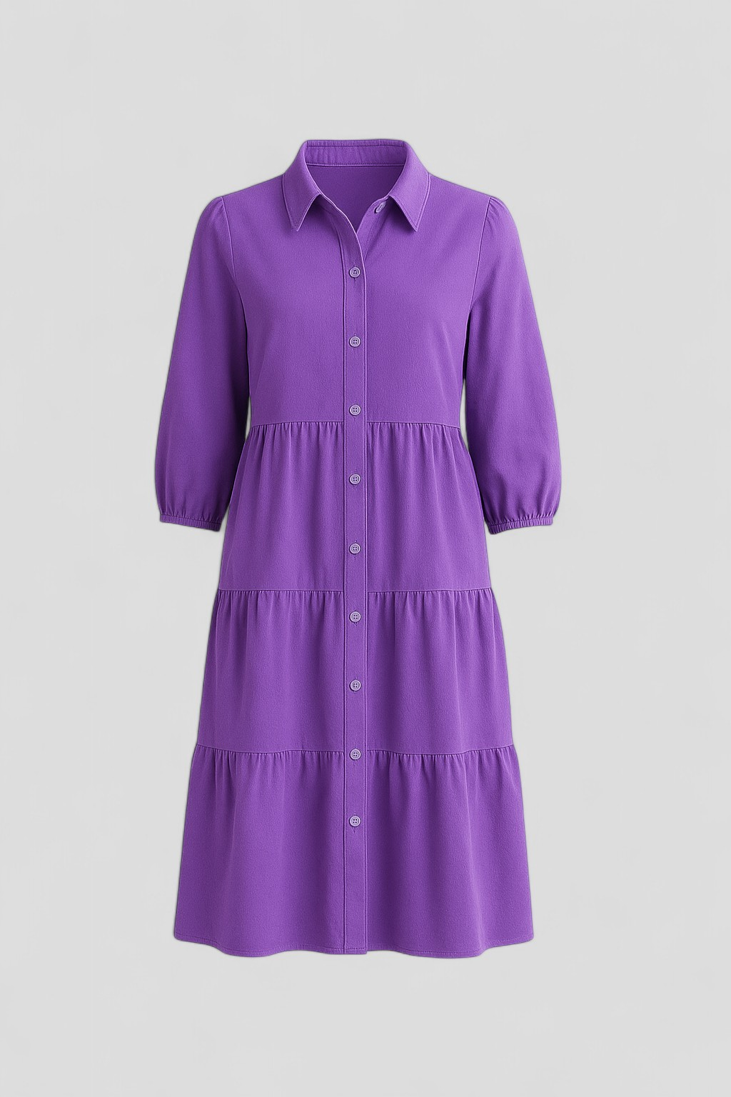 Cala | Abito Lungo Elegante Donna con Collo a Revers - Porpora - abito casual semi-formale abito con collo a revers abito lungo elegante abito per eventi sociali comfort traspirante design minimalista maniche a tre quarti silhouette ampia stile monocromatico vestito donna versatile - Concept Palermo
