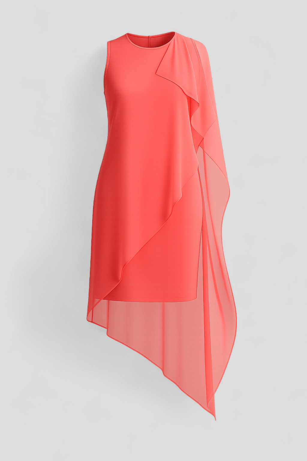 Edita | Abito Estivo Senza Maniche per Donna - Rosa salmone - abito elegante abito estivo senza maniche abito traspirante moda estiva stile estivo sukienka con scollo rotondo sukienka estiva sukienka in chiffon sukienka slim fit sukienka versatile - Concept Palermo