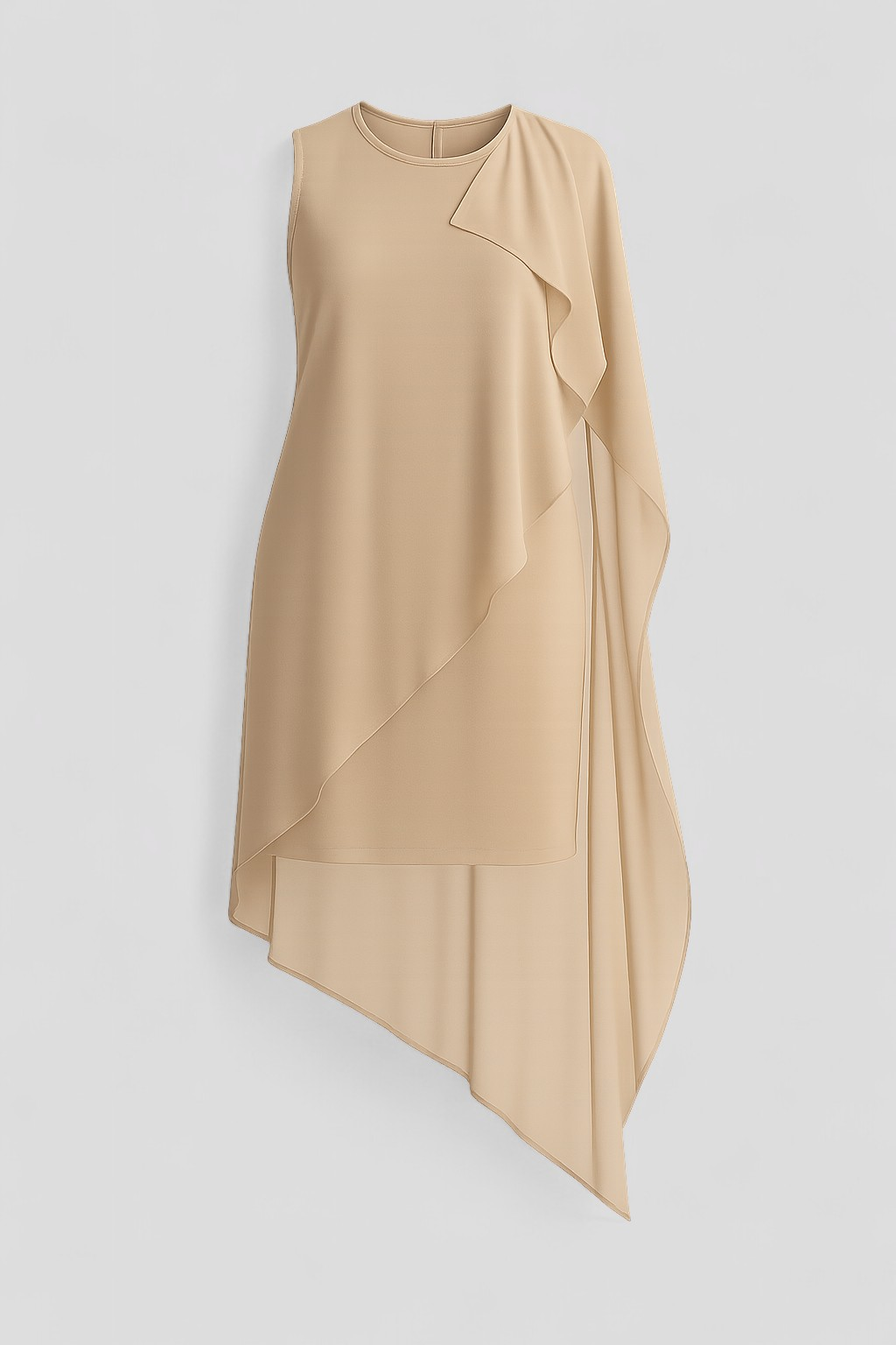 Edita | Abito Estivo Senza Maniche per Donna - Cachi - abito elegante abito estivo senza maniche abito traspirante moda estiva stile estivo sukienka con scollo rotondo sukienka estiva sukienka in chiffon sukienka slim fit sukienka versatile - Concept Palermo