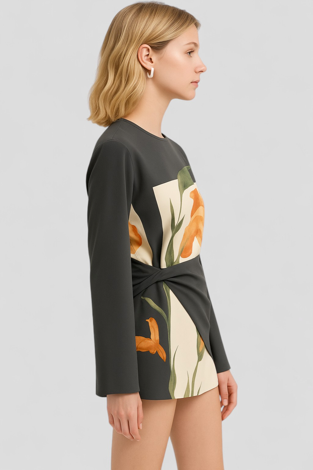 Antea | Abito Donna Elegante Mini a Maniche Lunghe - - abbigliamento donna abito mini elegante maniche lunghe moda festa outfit festivi stampa floreale vestiti estivi vestito casual vestito regolabile vita alta - Concept Palermo