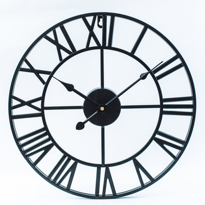 Grande orologio da parete retrò in ferro | Orologio da parete classico: migliora l'atmosfera della tua stanza con il fascino vintage - Nero - wall clocks - Concept Palermo