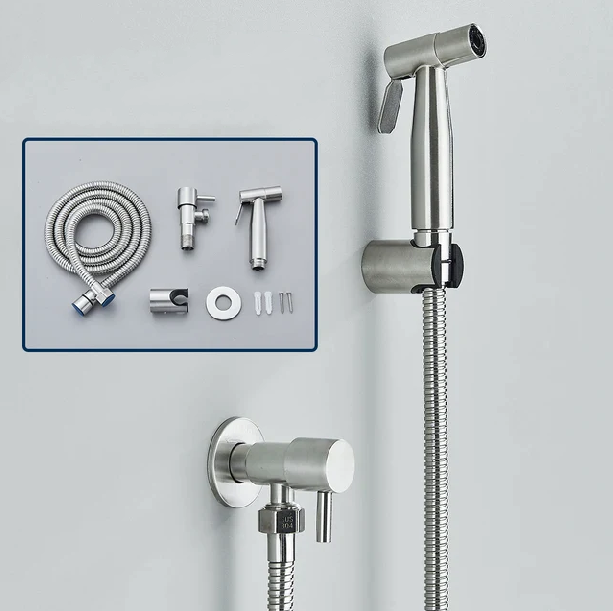 Shinesia | Spruzzatore per Bidet da Toilette | Pulizia Iperigienica | Confortevole e Facile - Argento spazzolato - Bathroom Bathroom accessories - Concept Palermo