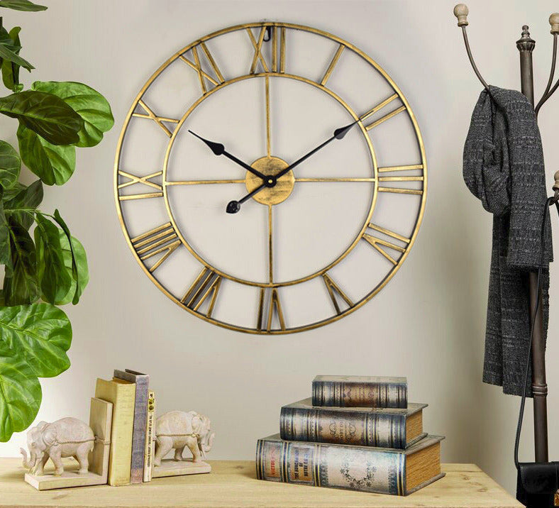 Grande orologio da parete retrò in ferro | Orologio da parete classico: migliora l'atmosfera della tua stanza con il fascino vintage - - wall clocks - Concept Palermo