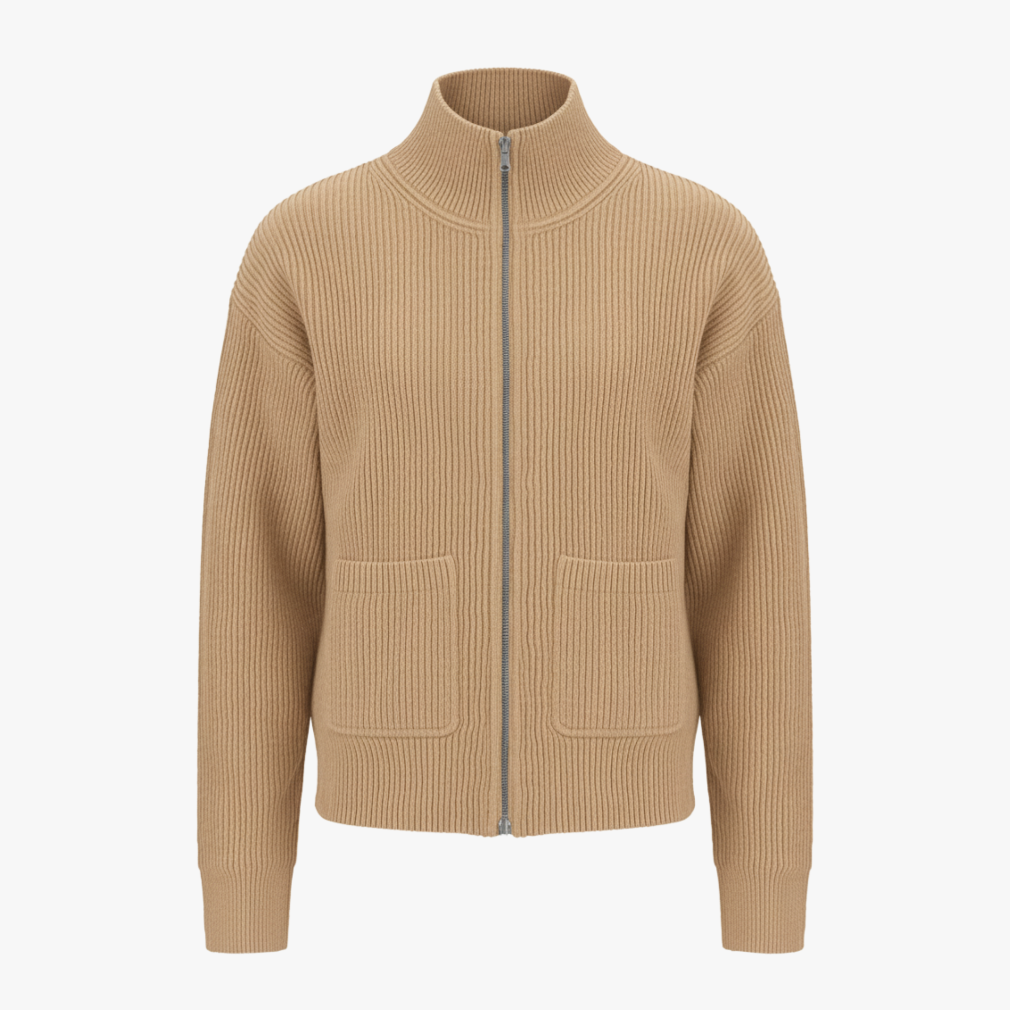 Luca | Maglione Uomo Elegante a Zip Casual - Beige - abbigliamento quotidiano abiti smart-casual cappotto di maglia maglione a maglia maglione a zip maglione casual maglione con cerniera maglione elegante maglione estivo moda maschile - Concept Palermo