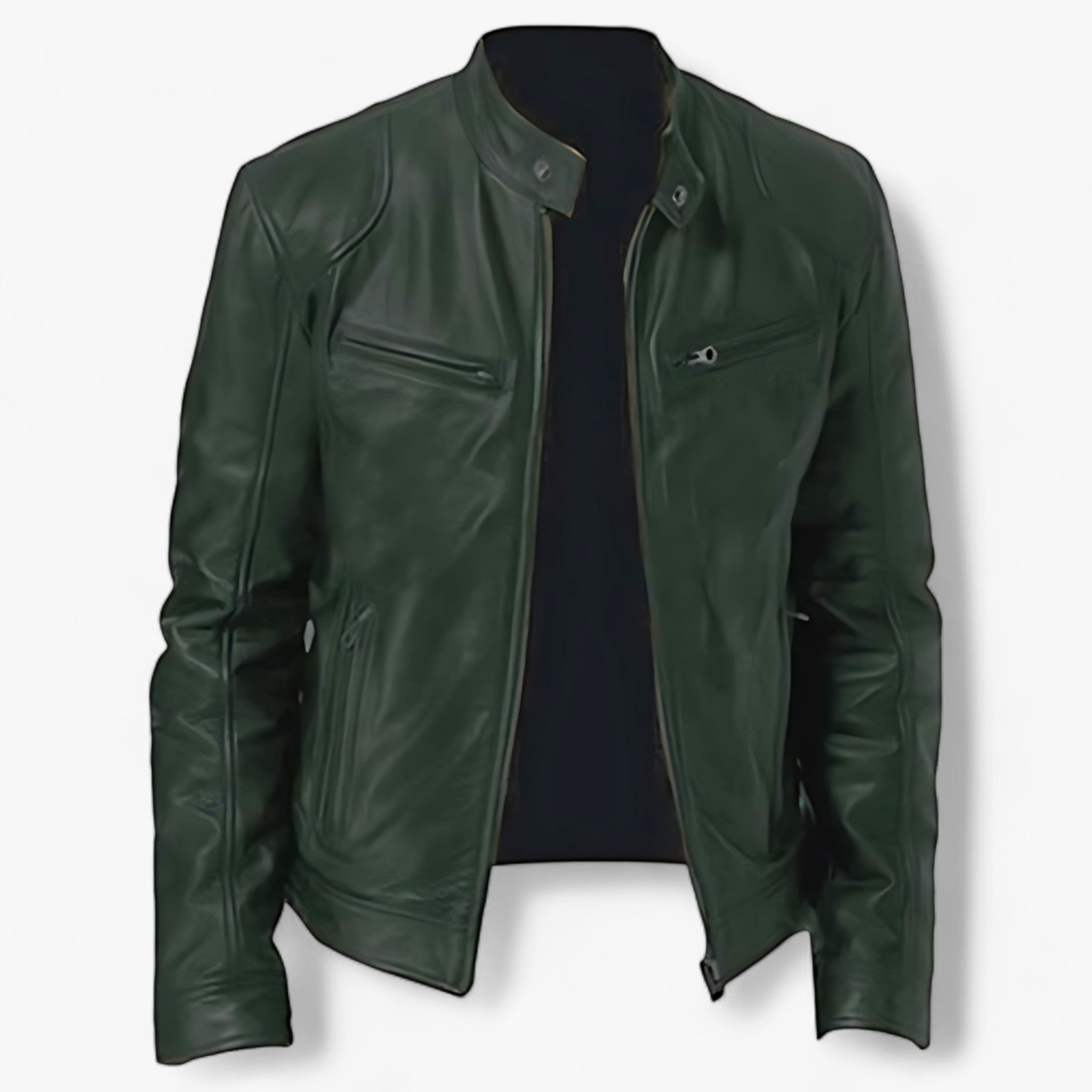 Basile | Giacca in Pelle per Uomini per Moto - Slim Fit e Protezione dal Vento - Verde - Men - Concept Palermo