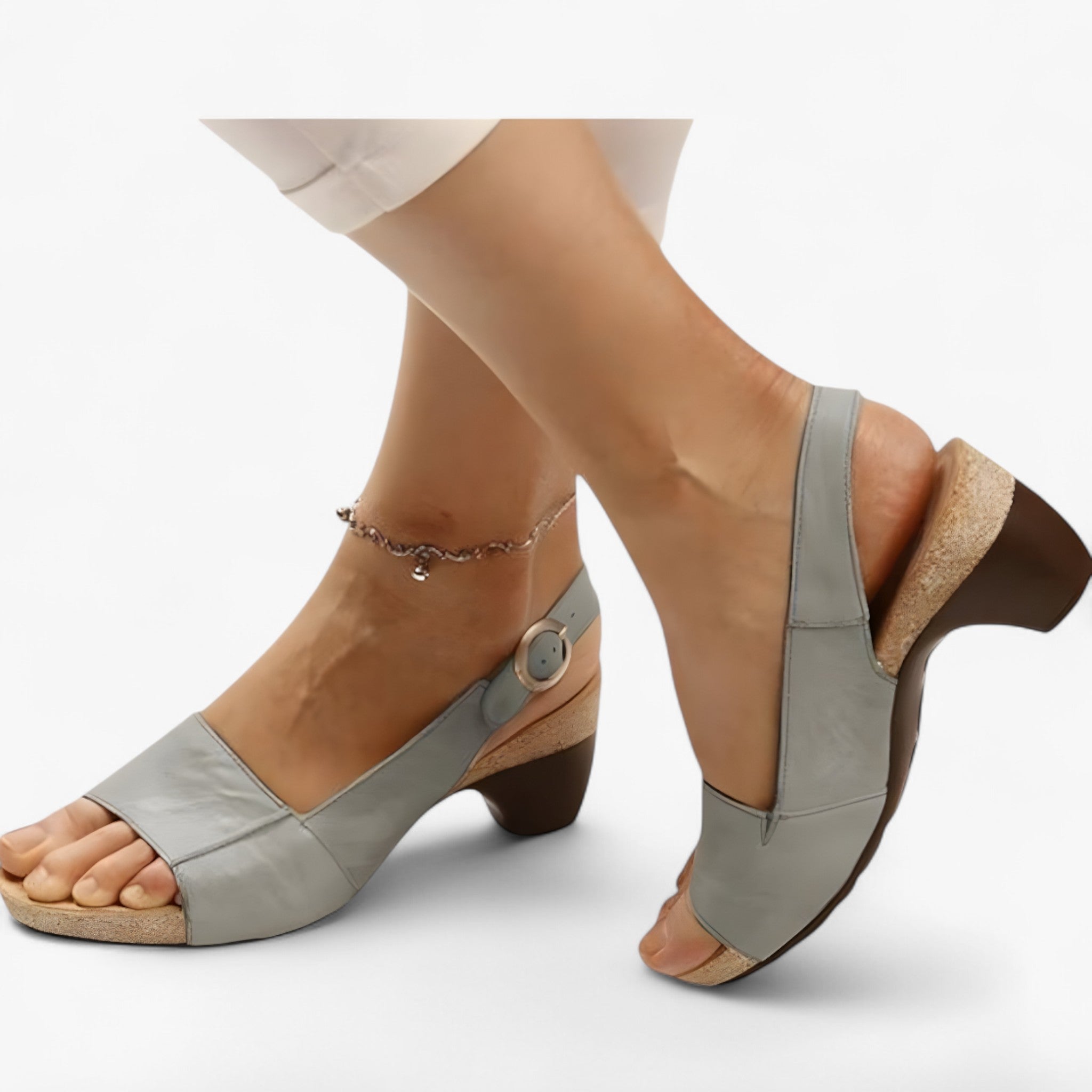 Emilia | Sandali eleganti con tacco medio e cinturino posteriore - Grigio - Accessoires Dames Sandalen Schoenen - Concept Palermo