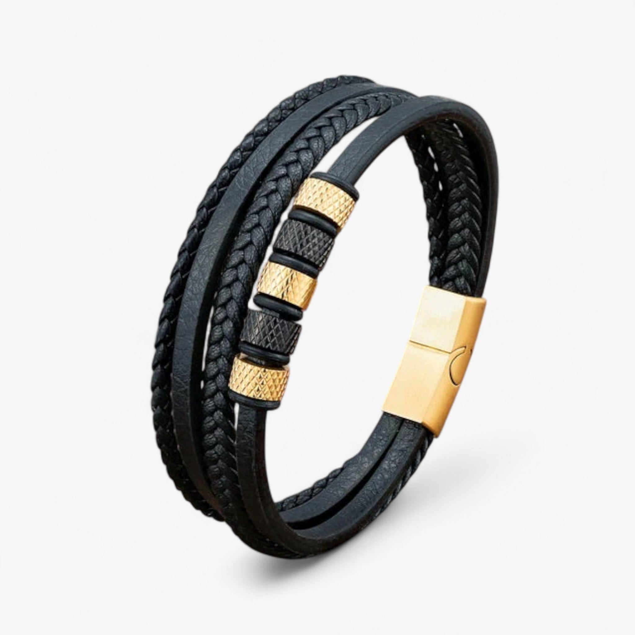 Bracciale multistrato intrecciato per uomo - Perle Oro 20.5cm - Bracelet bracelet for men - Concept Palermo