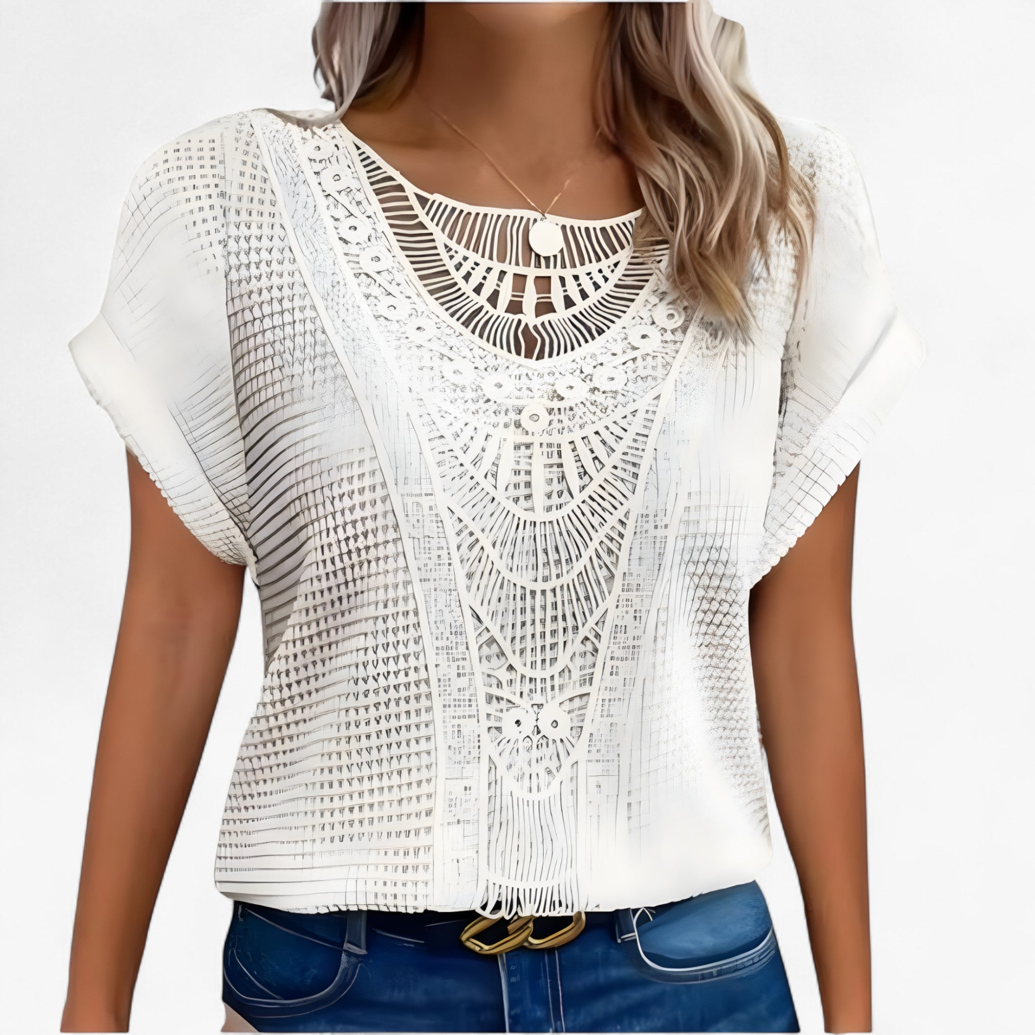 Elise | Top in Pizzo - Eleganza Sofisticata per Ogni Occasione - Bianco - knit_dresses Knitted Top woman - Concept Palermo